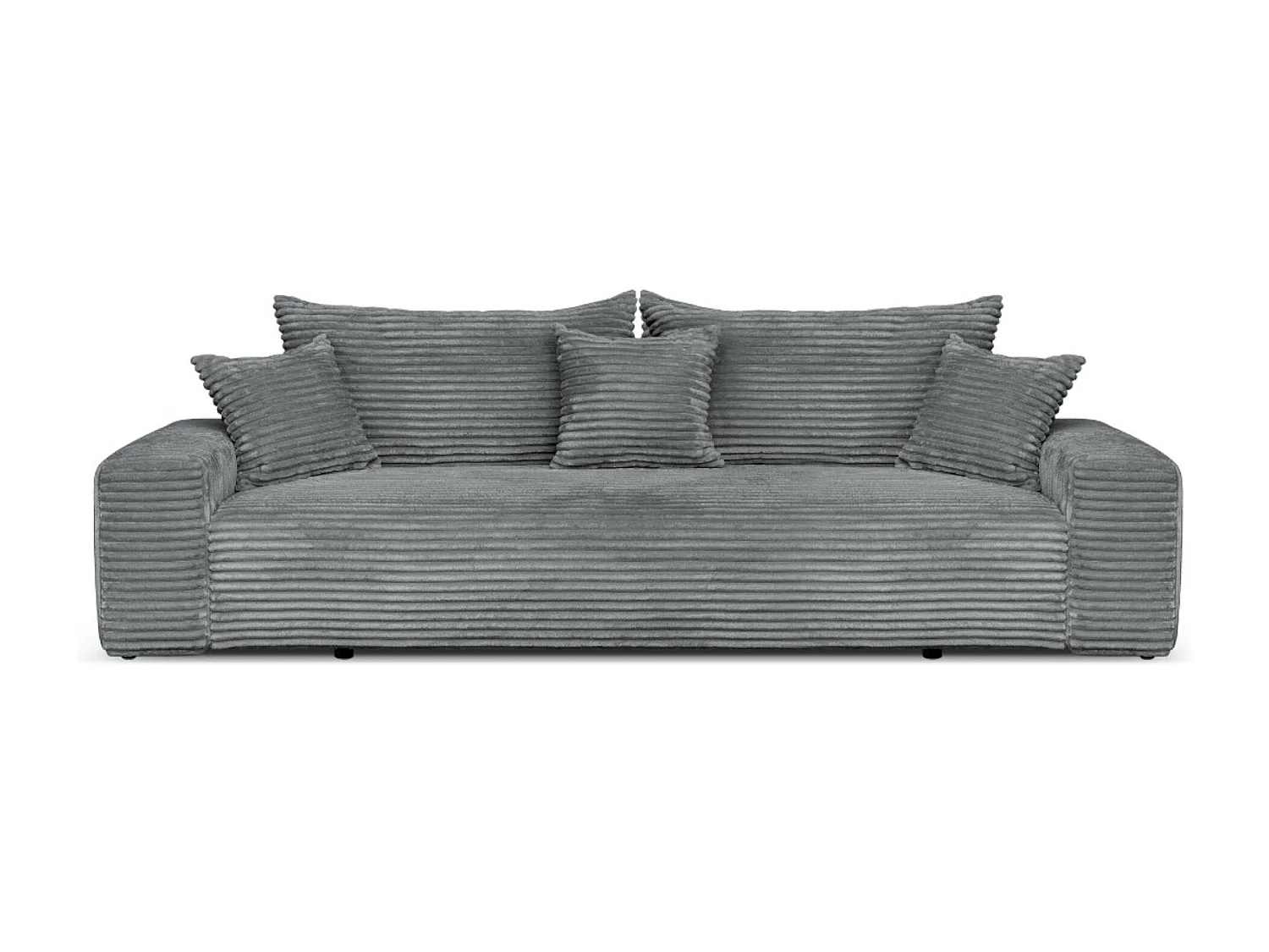 Sofa CORDO by Sofiland - Modernes Schlafsofa mit Bettkasten, Cord-Sofa 265x105 cm, Grau