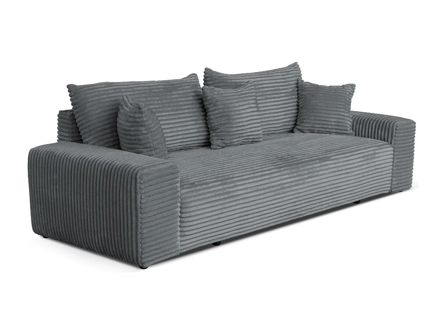 Sofa CORDO by Sofiland - Modernes Schlafsofa mit Bettkasten, Cord-Sofa 265x105 cm, Grau