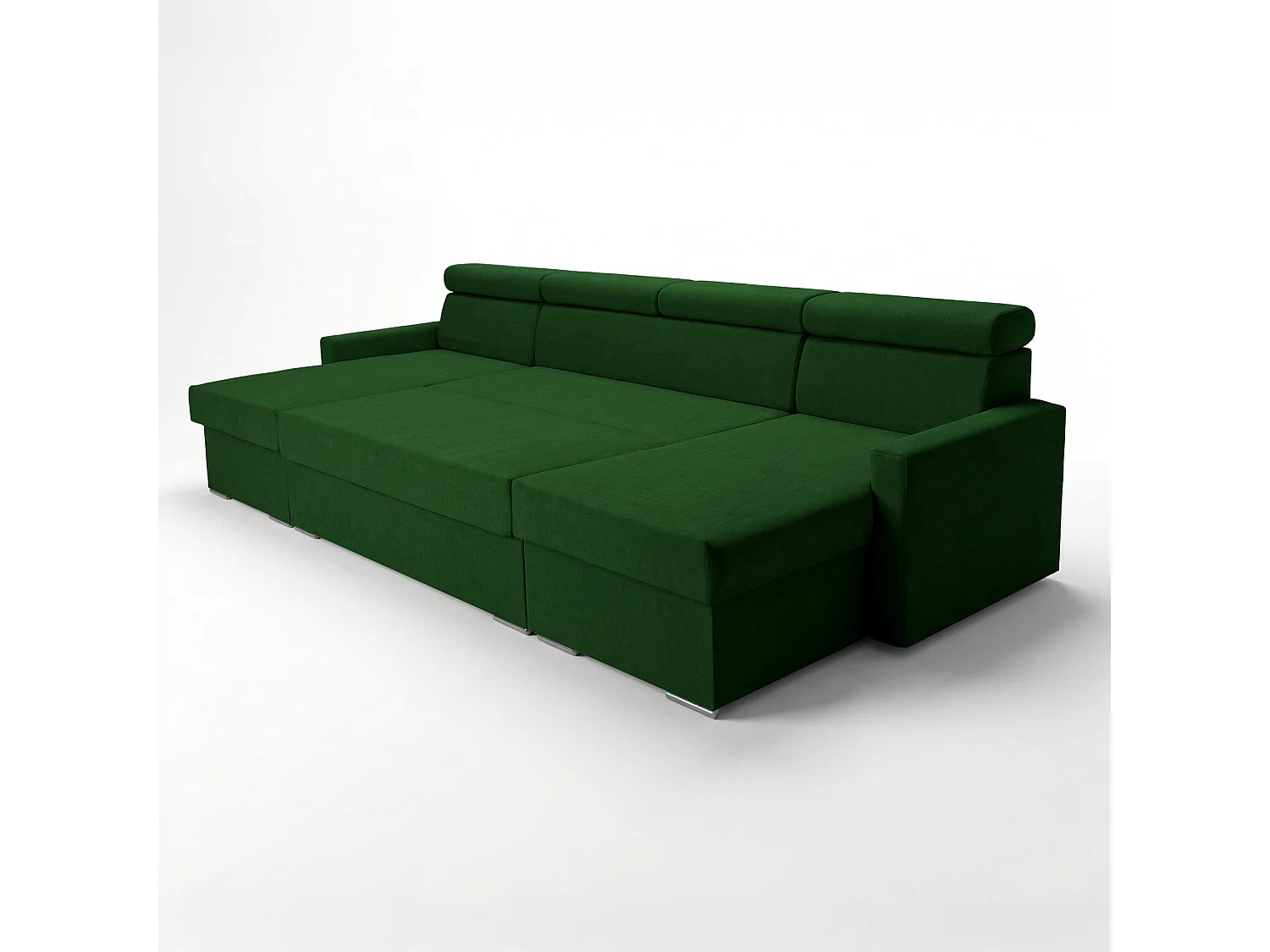 Vega U Ecksofa nach Maß | Breite anpassbar | Schlaffunktion 2 Bettkasten U-Form verstellbare Kopfstützen Samt-Stoff Best 305x151 cm (Flaschengrün)