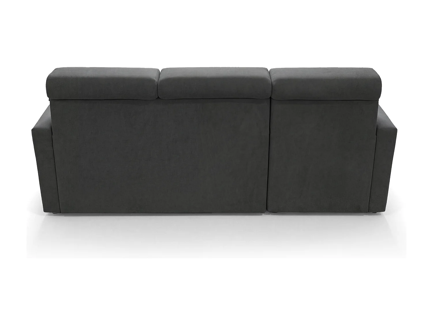 Ecksofa Vega L mit Schlaffunktion & Bettkasten – Samtstoff Best Graphit – Zero-Wall Design Wandbündig – L-Form Sofa Freistehend Graphit