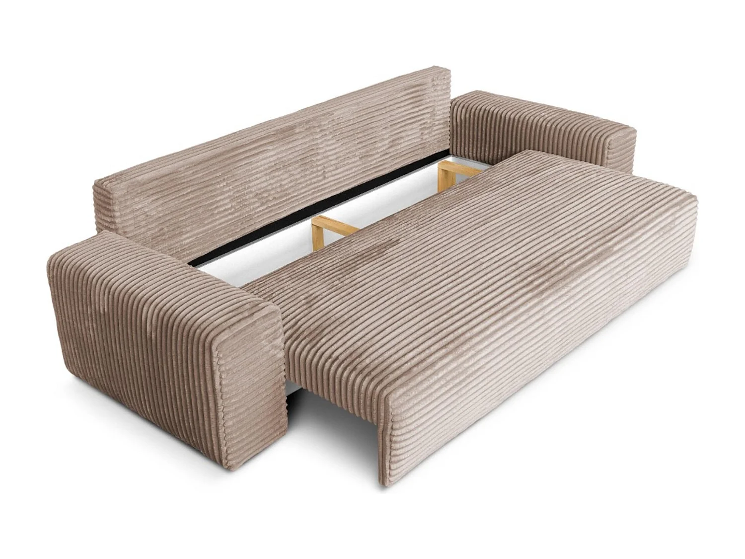 3-Sitzer-Schlafsofa 265 × 105 cm mit Stauraum, Stoff Streichgewebe Braun, Cordo