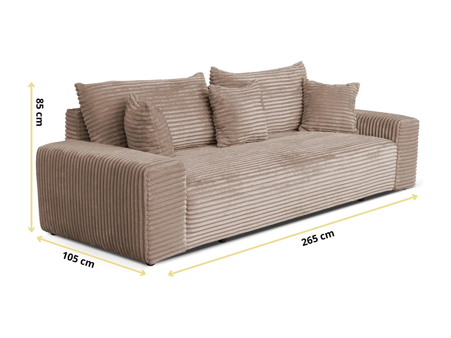 3-Sitzer-Schlafsofa 265 × 105 cm mit Stauraum, Stoff Streichgewebe Braun, Cordo