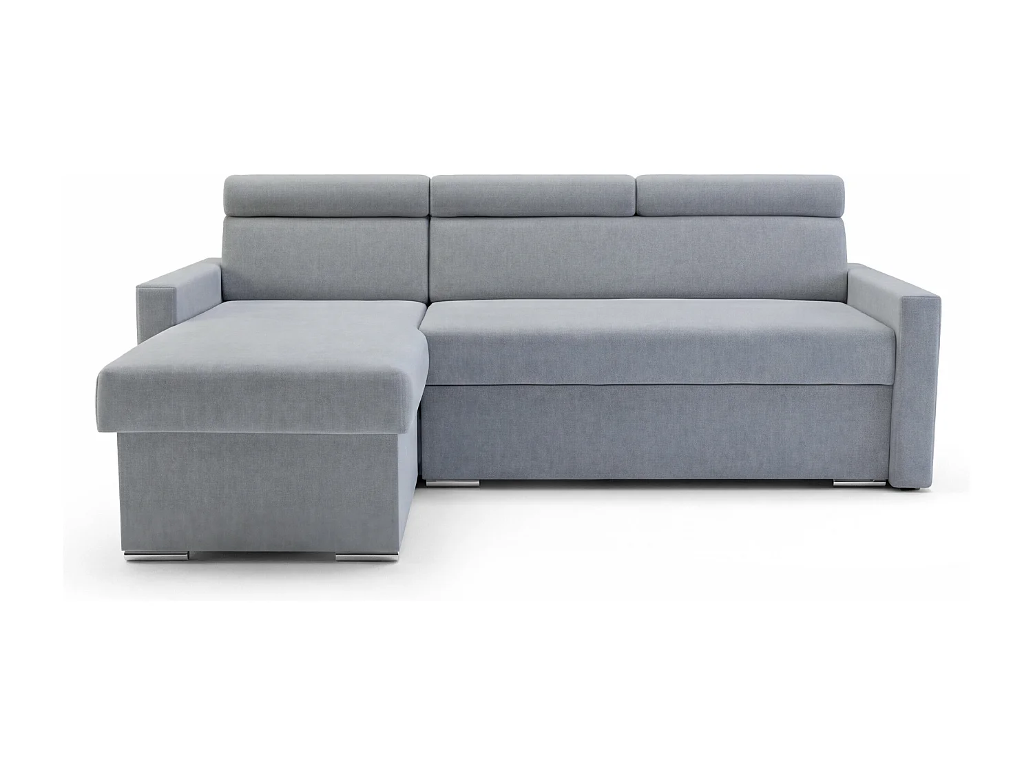 Ecksofa Vega L mit Schlaffunktion & Bettkasten – Samtstoff Best Grau – Zero-Wall Design Wandbündig – L-Form Sofa Freistehend