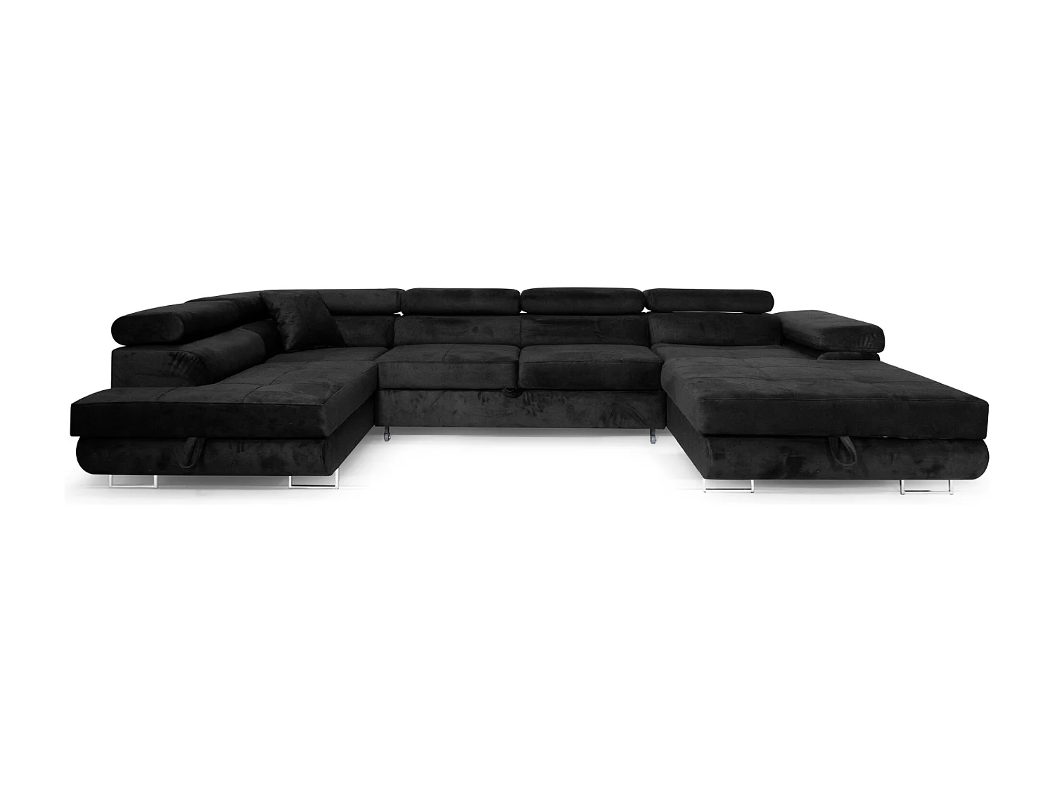 Aller U Premium Ecksofa mit Schlaffunktion und Stauraum in Schwarz, links