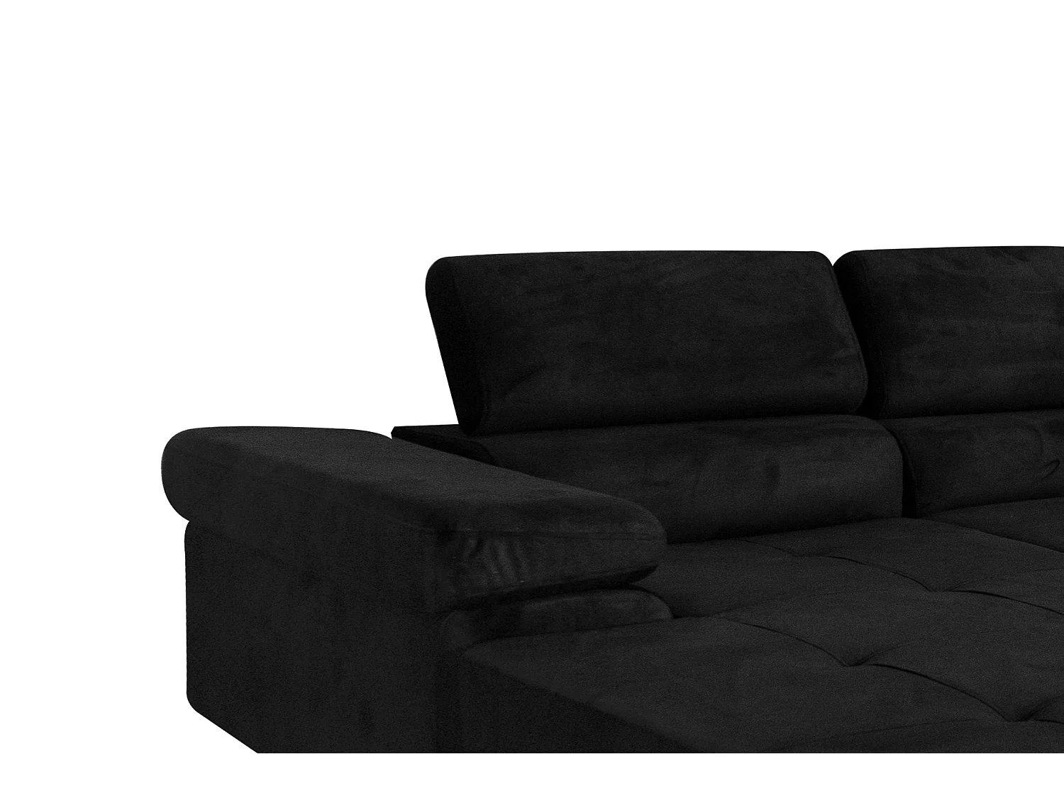 Aller U Premium Ecksofa mit Schlaffunktion und Stauraum in Schwarz, links