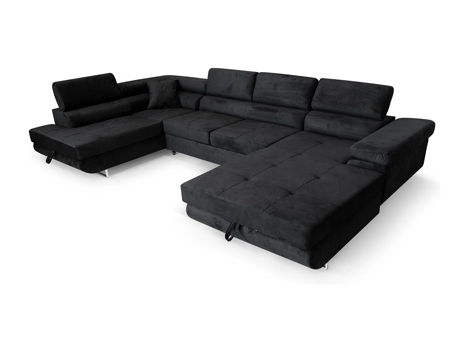 Aller U Premium Ecksofa mit Schlaffunktion und Stauraum in Schwarz, links