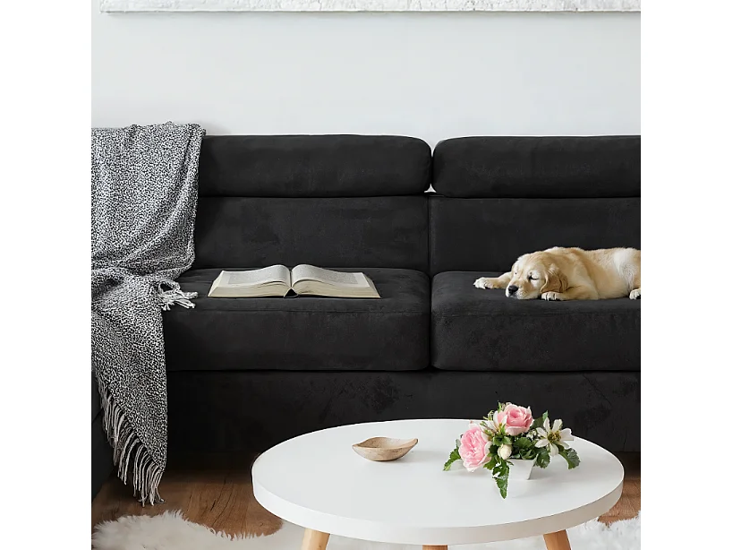 Aller U Premium Ecksofa mit Schlaffunktion und Stauraum in Schwarz, links