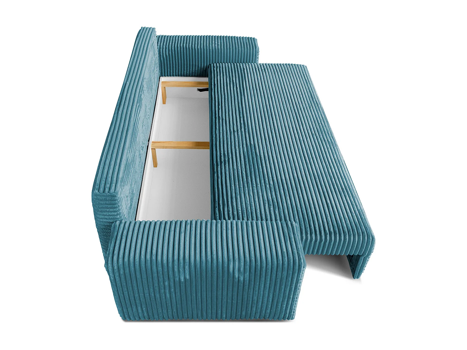 Sofa CORDO by Sofiland - Schlafsofa mit Bettkasten, Cord-Sofa 265x105 cm, Blau 75