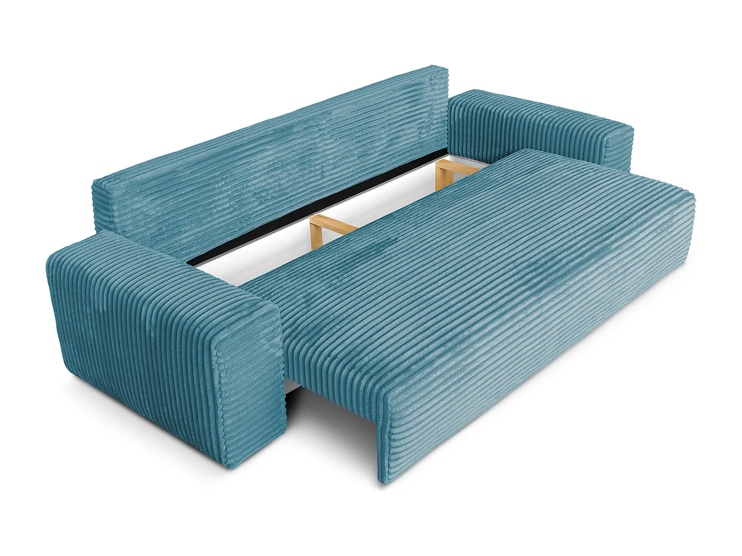 Sofa CORDO by Sofiland - Schlafsofa mit Bettkasten, Cord-Sofa 265x105 cm, Blau 75
