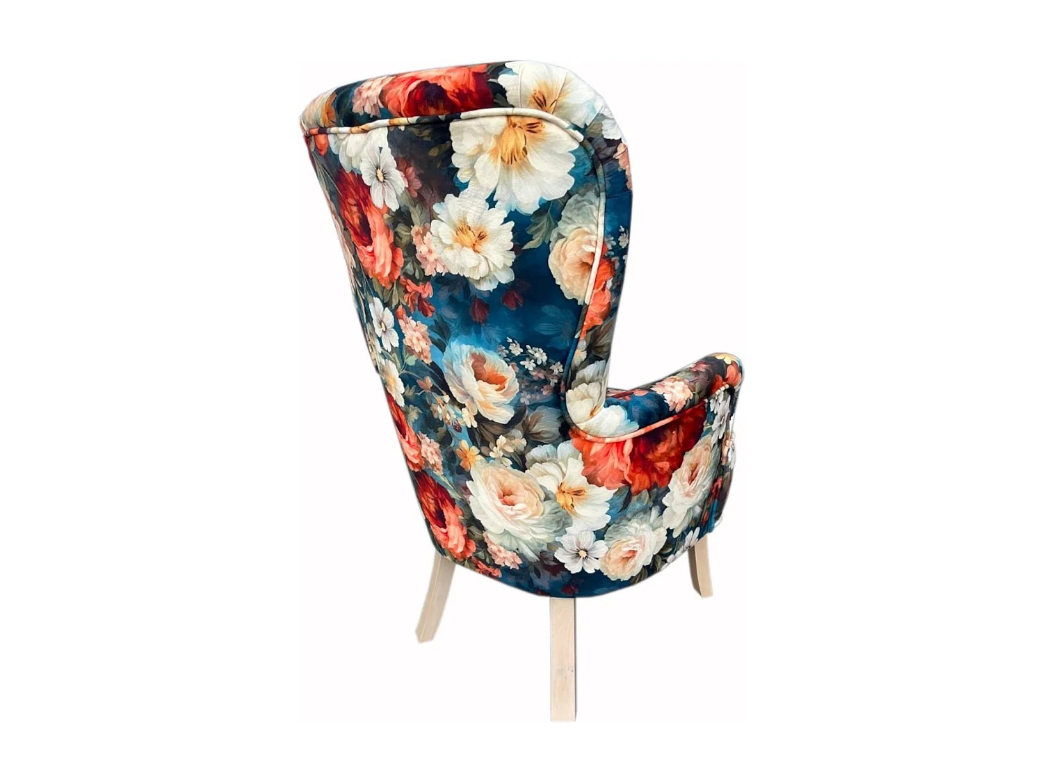 Sofiland Gardens Secrets Ohrensessel Blumenmuster Jacquard Stoff - Buche