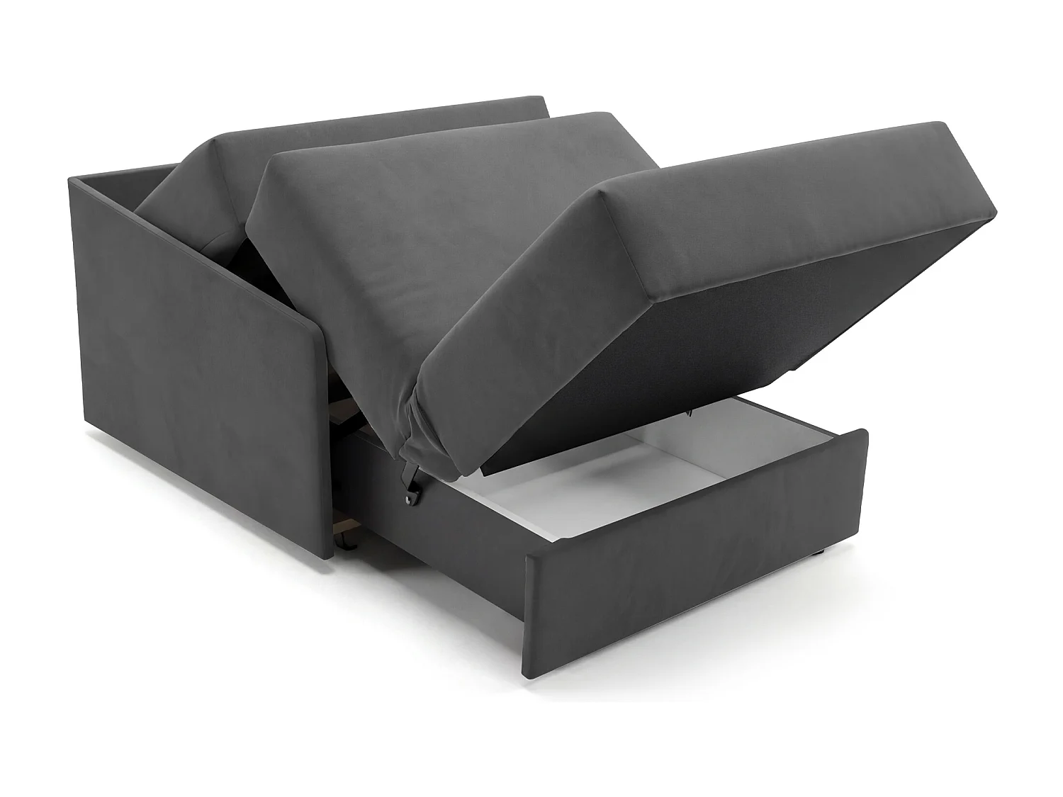 Jupiter Schlafsessel mit Bettkasten & Schlaffunktion 90x105 cm Samt-Velvet Dunkelgrau