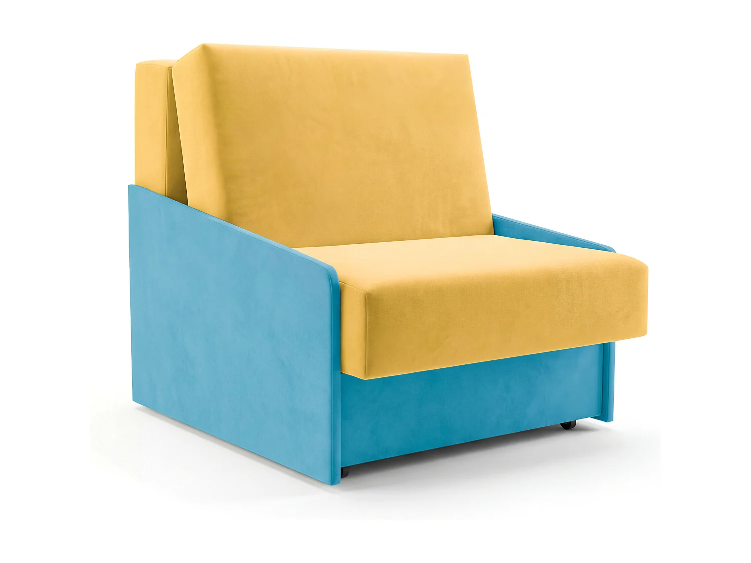 Jupiter Schlafsessel mit Bettkasten & Schlaffunktion 90x105 cm Samt-Velvet Gelb/Türkis