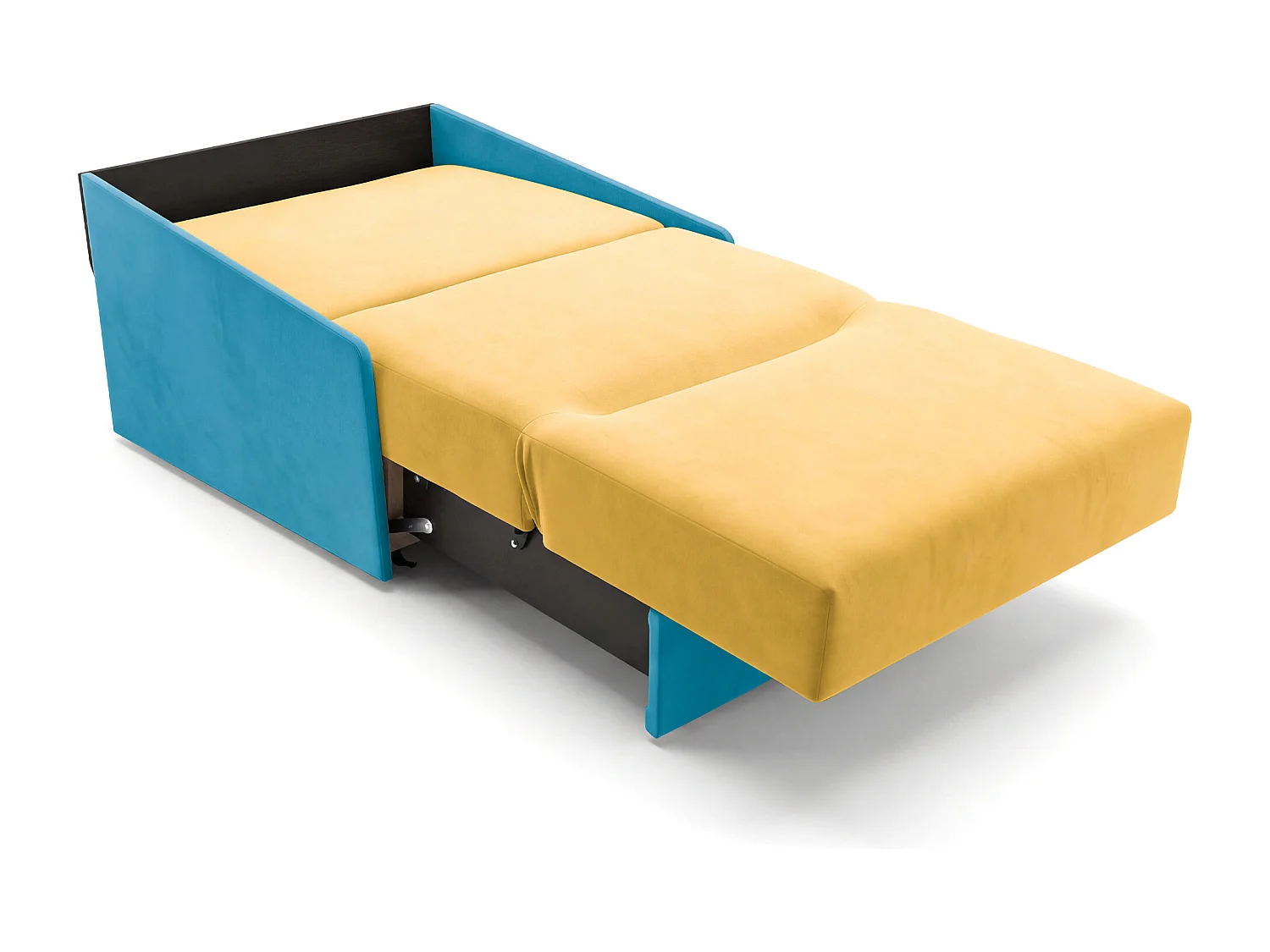 Jupiter Schlafsessel mit Bettkasten & Schlaffunktion 90x105 cm Samt-Velvet Gelb/Türkis