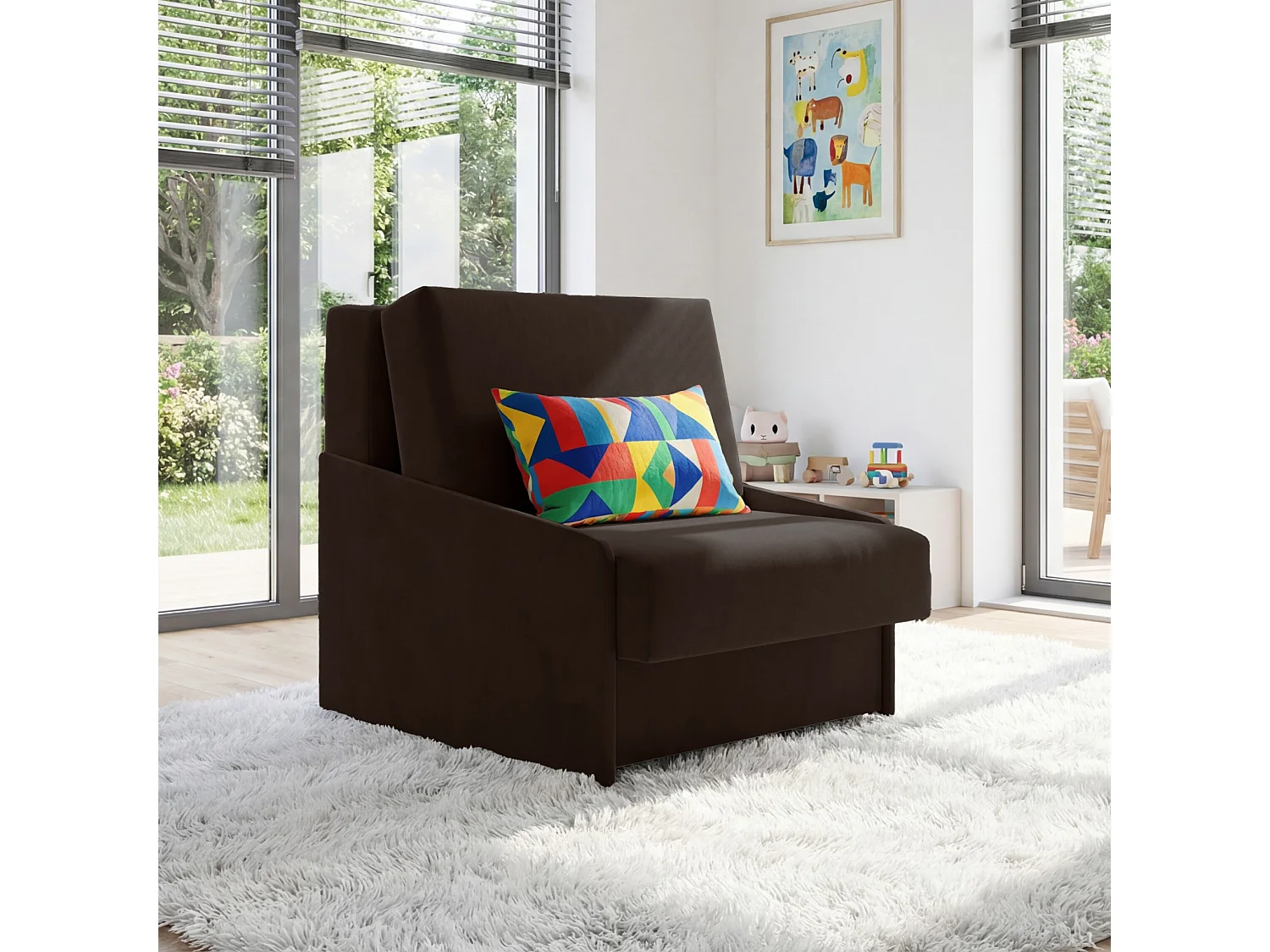 Jupiter Schlafsessel mit Bettkasten & Schlaffunktion 90x105 cm Samt-Velvet Braun