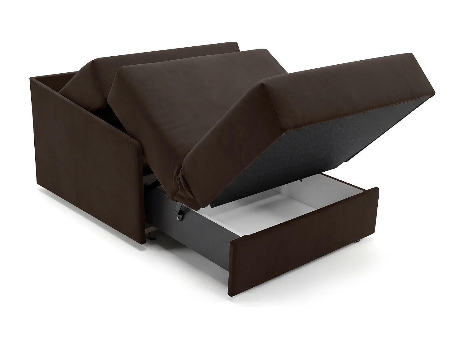 Jupiter Schlafsessel mit Bettkasten & Schlaffunktion 90x105 cm Samt-Velvet Braun