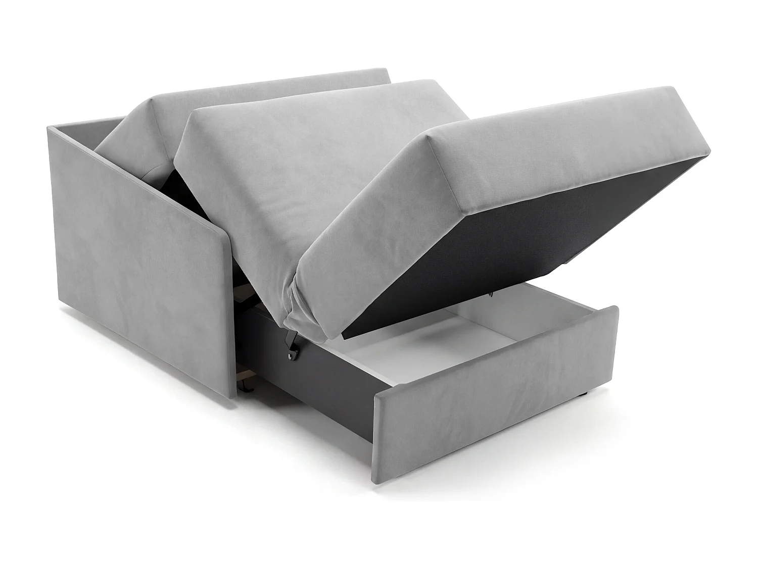 Jupiter Schlafsessel mit Bettkasten & Schlaffunktion 90x105 cm Samt-Velvet Grau