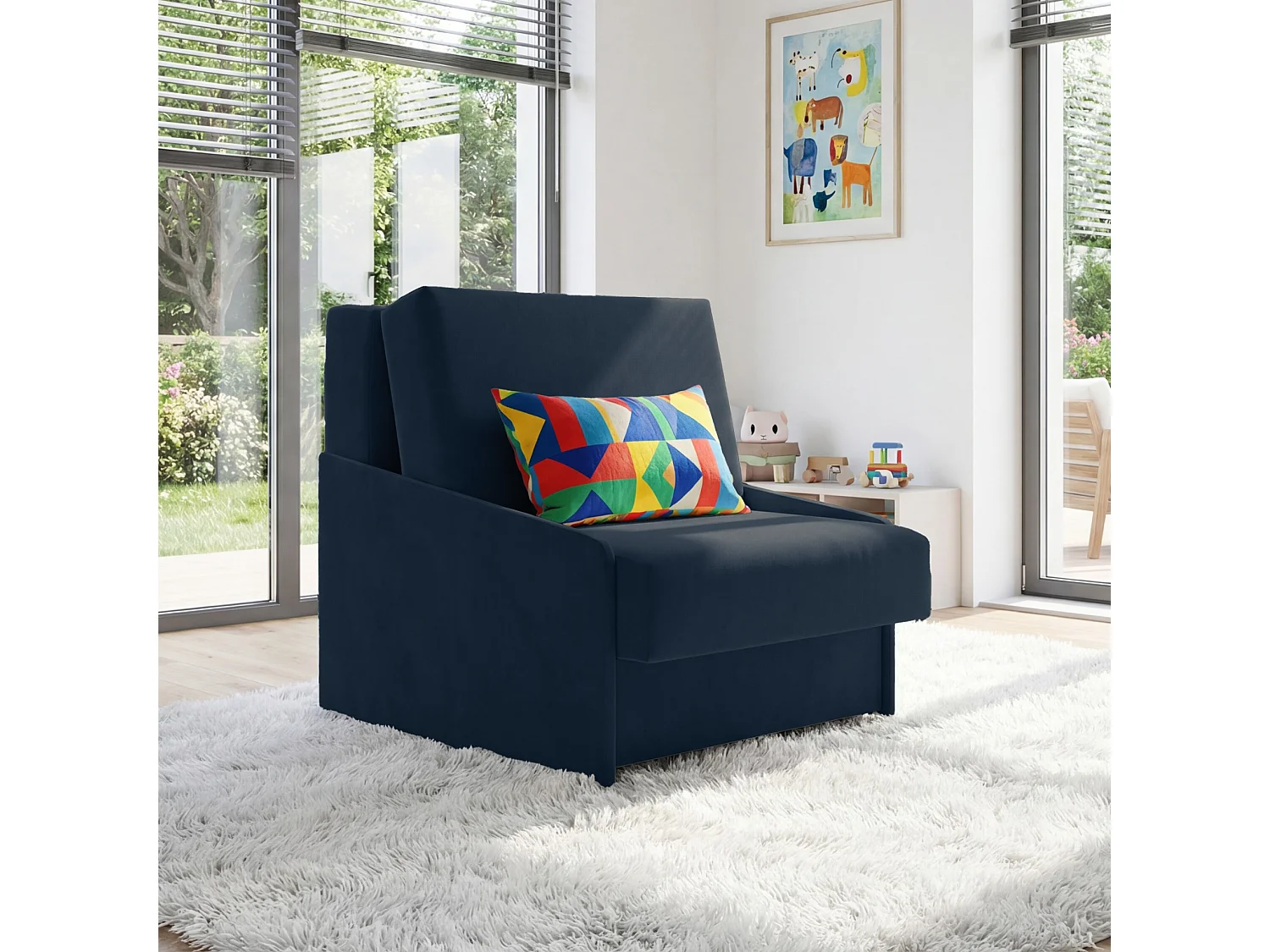 Jupiter Schlafsessel mit Bettkasten & Schlaffunktion 90x105 cm Samt-Velvet  Schwarz