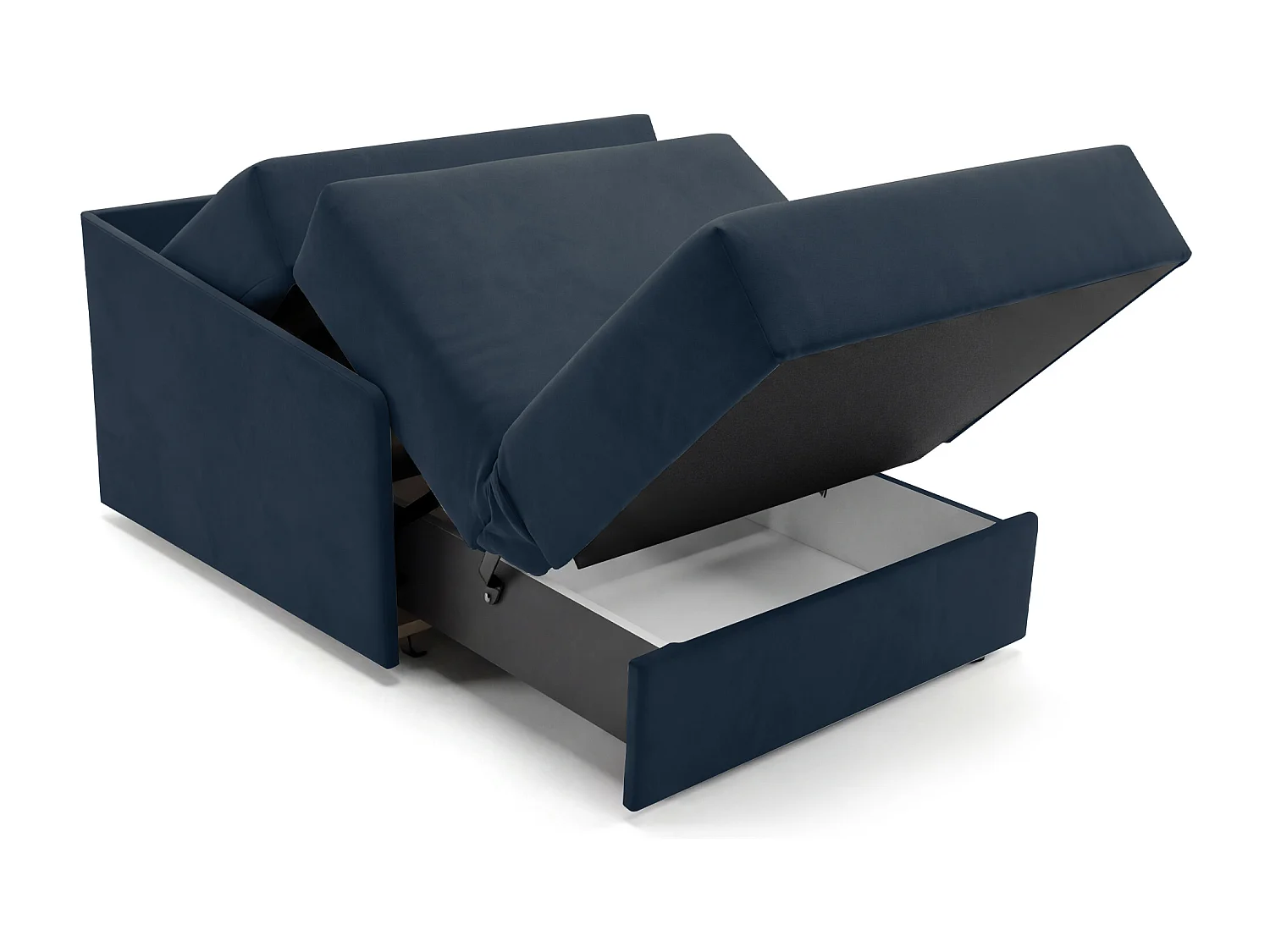 Jupiter Schlafsessel mit Bettkasten & Schlaffunktion 90x105 cm Samt-Velvet  Schwarz