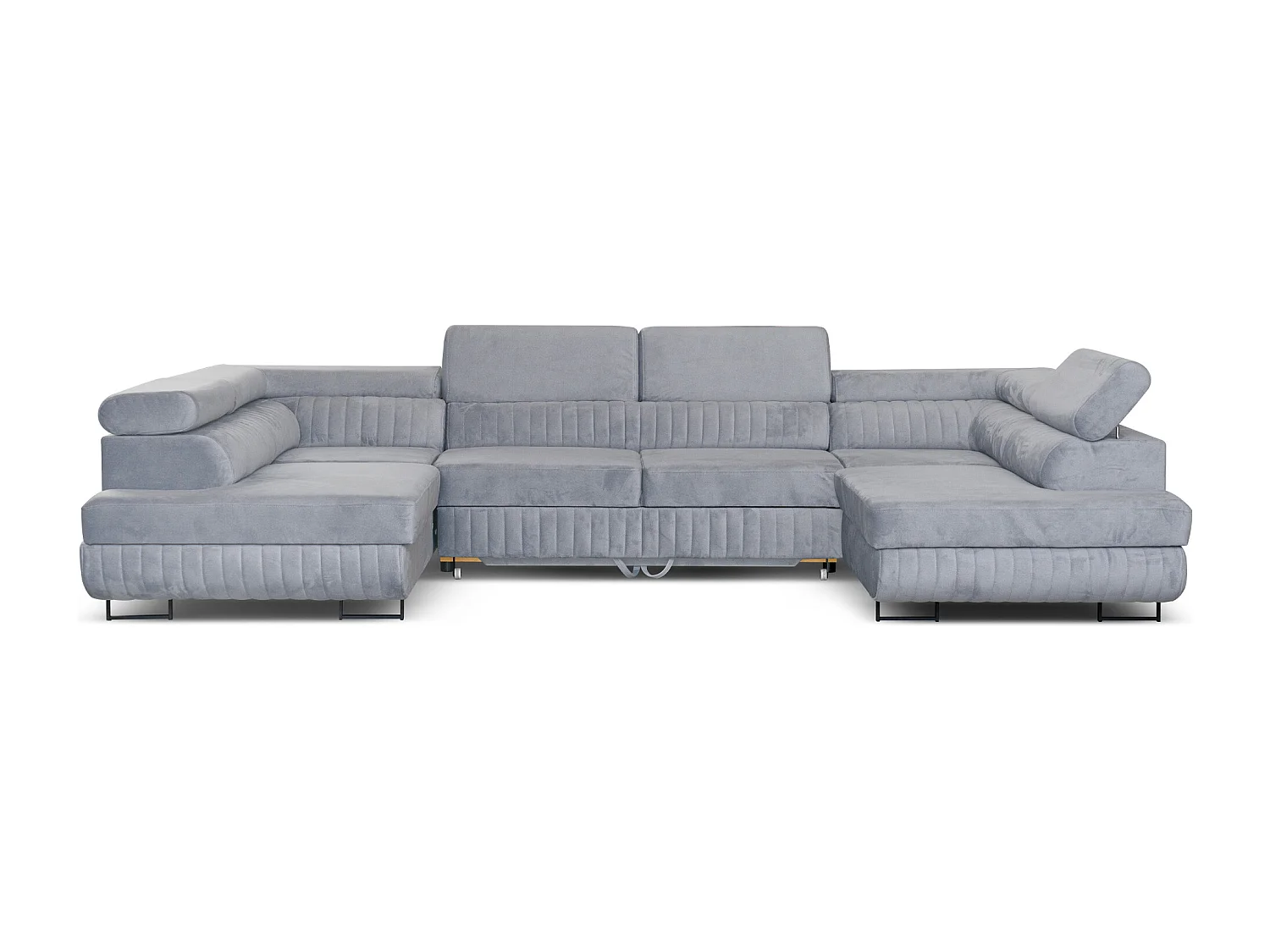 U-Form Schlafsofa Magnum Hellgrau 345x202 cm – Flexibles Design ohne feste Seite
