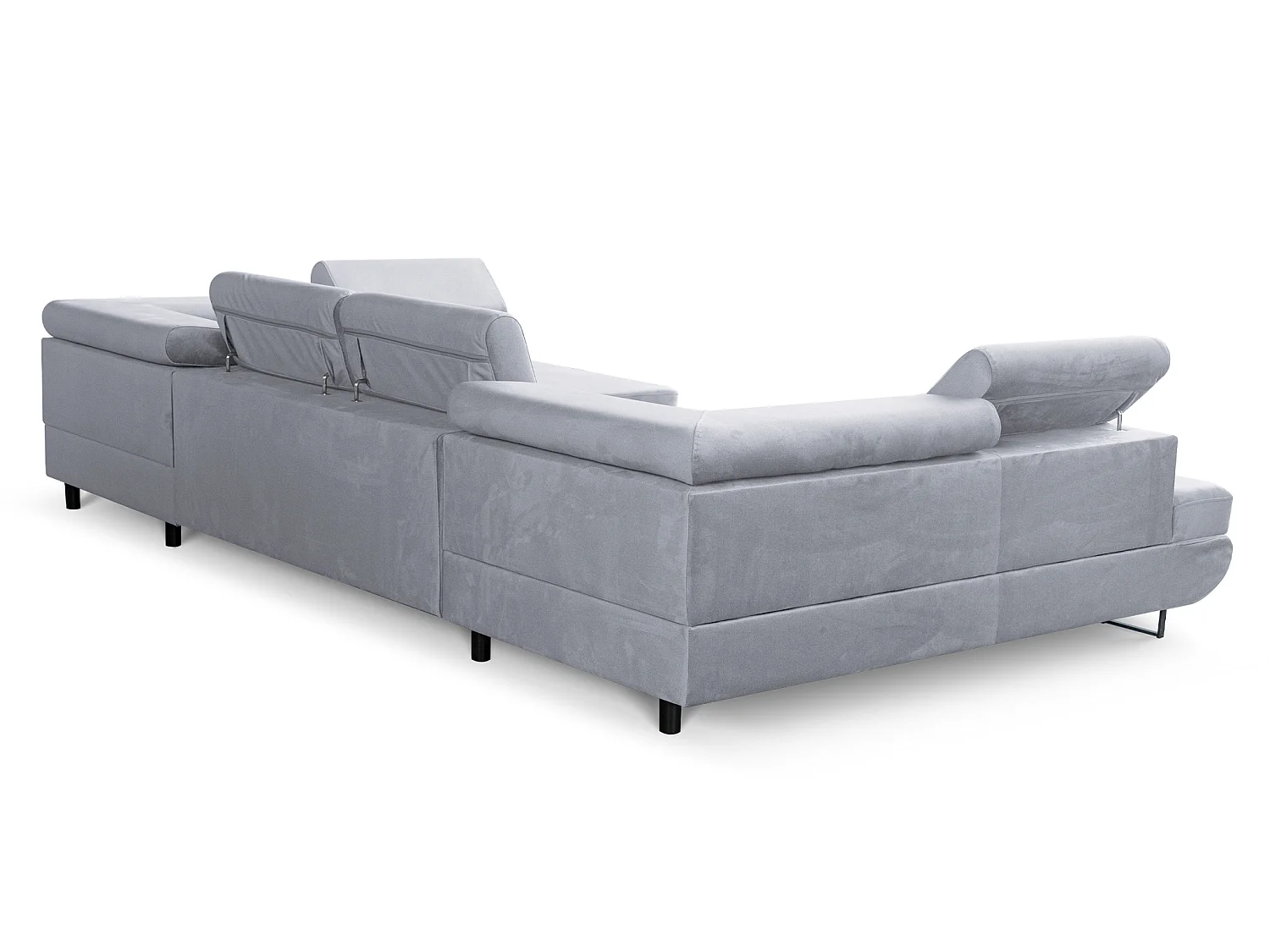 Canapé d'angle en U convertible 6 places velours gris clair MAGNUM U