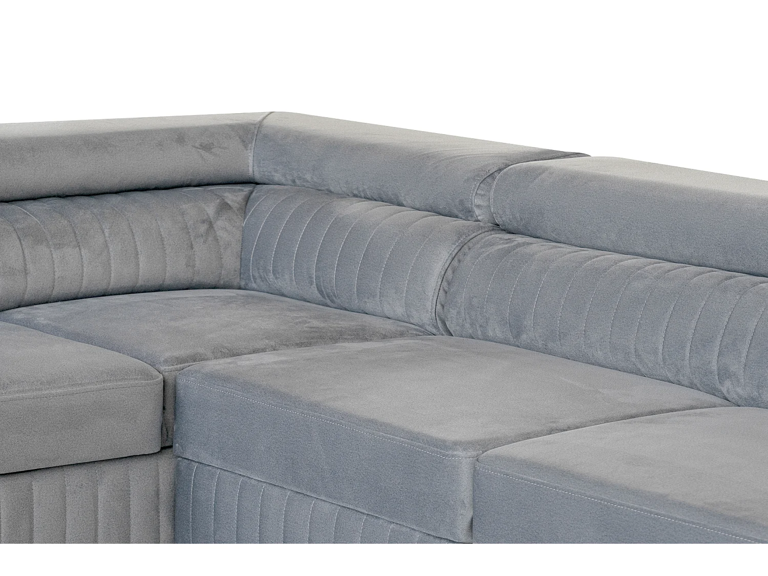 Canapé d'angle en U convertible 6 places velours gris clair MAGNUM U