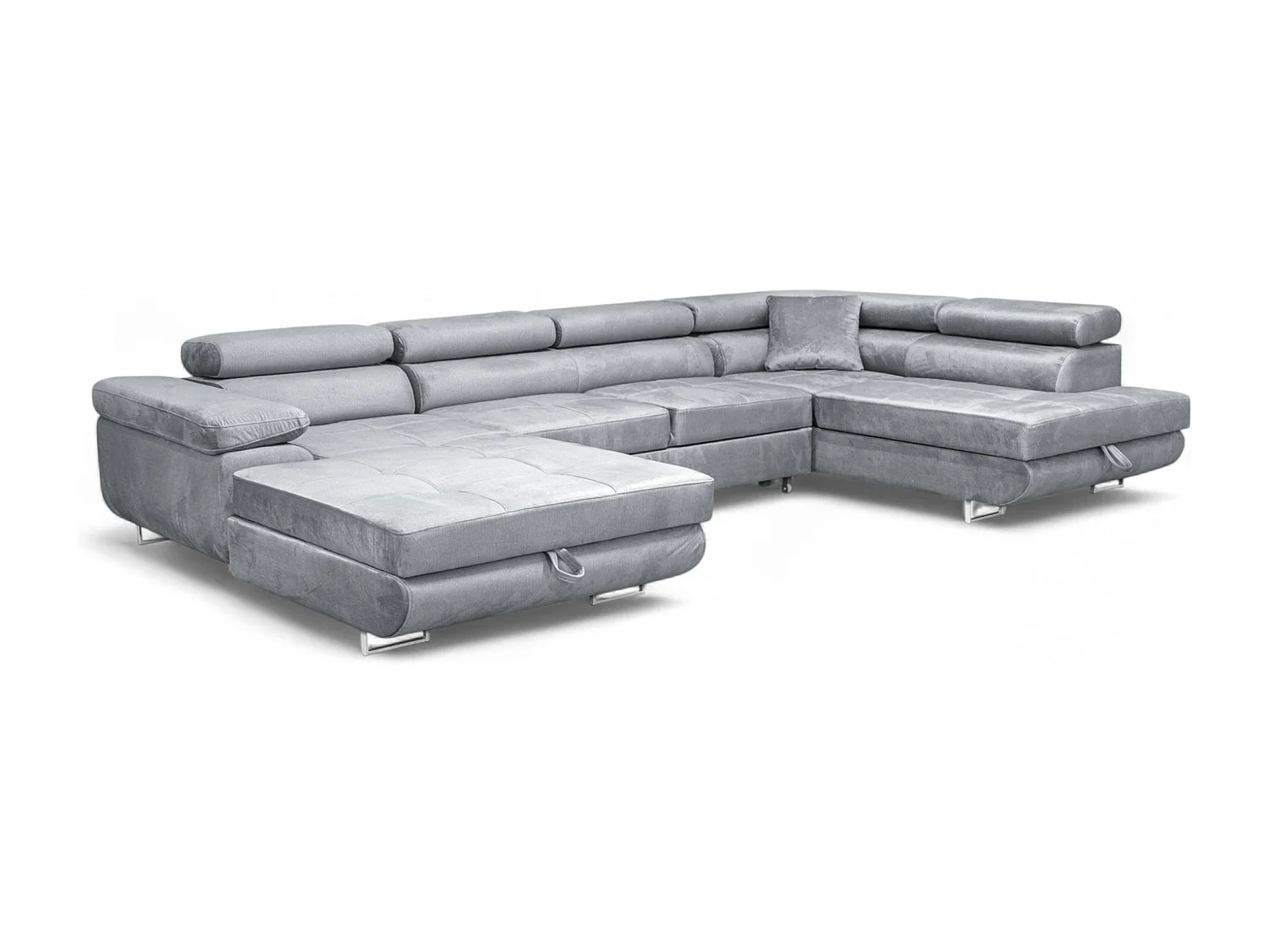 Sofiland Aller XXL U-Form Ecksofa rechts mit Schlaffunktion, Couchgarnitur mit 2 Bettkästen, Wohnzimmersofa Hellgrau MONOLITH 84, Sofa, Bettsofa