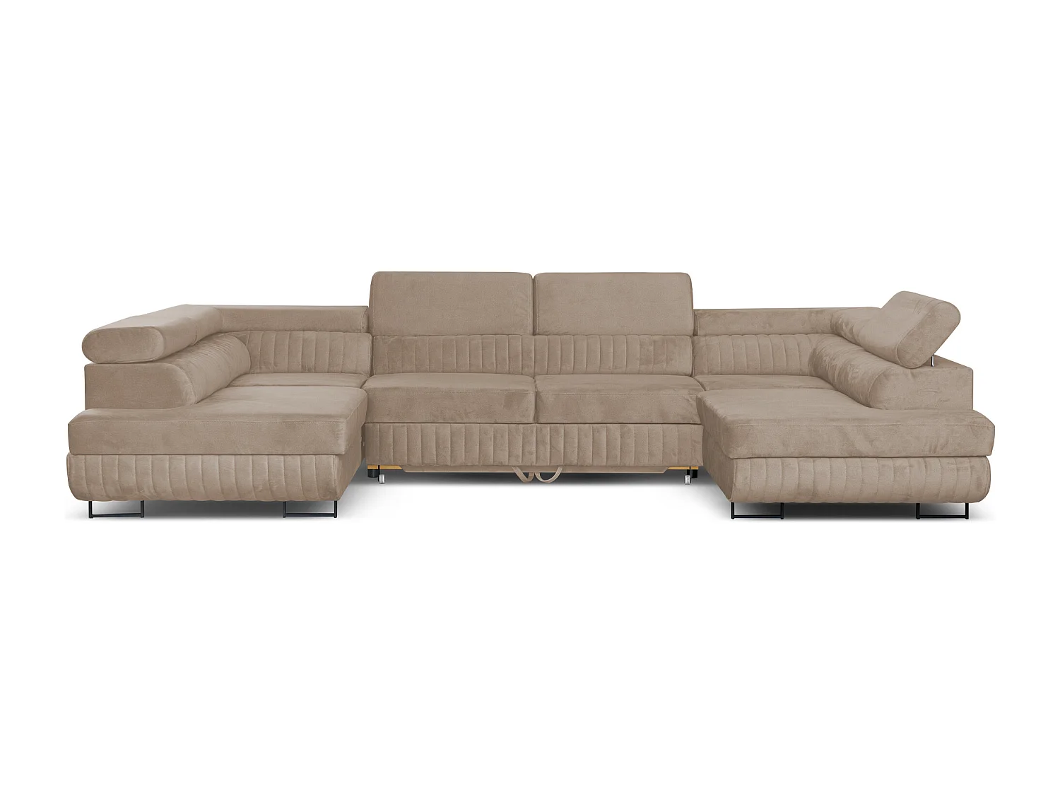 U-Form Schlafsofa Magnum Beige 345x202 cm – Flexibles Design ohne feste Seite