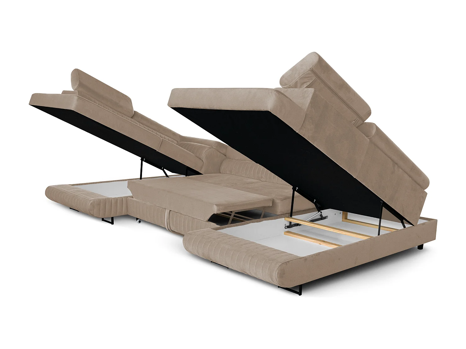 U-Form Schlafsofa Magnum Beige 345x202 cm – Flexibles Design ohne feste Seite