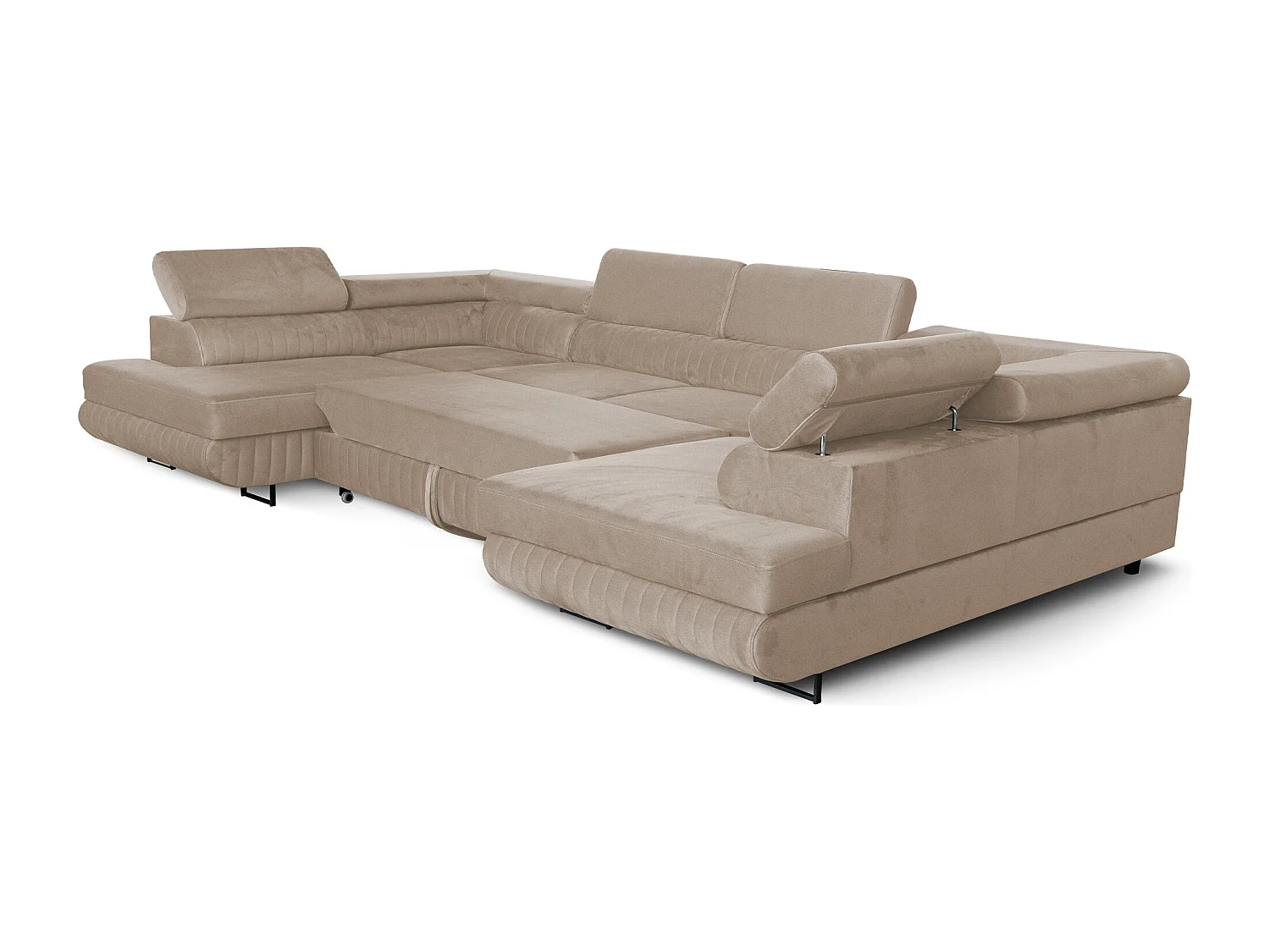 U-Form Schlafsofa Magnum Beige 345x202 cm – Flexibles Design ohne feste Seite