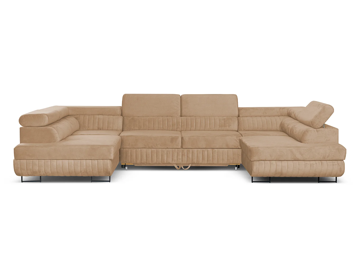 Canapé d'angle en U convertible 6 places velours beige MAGNUM U