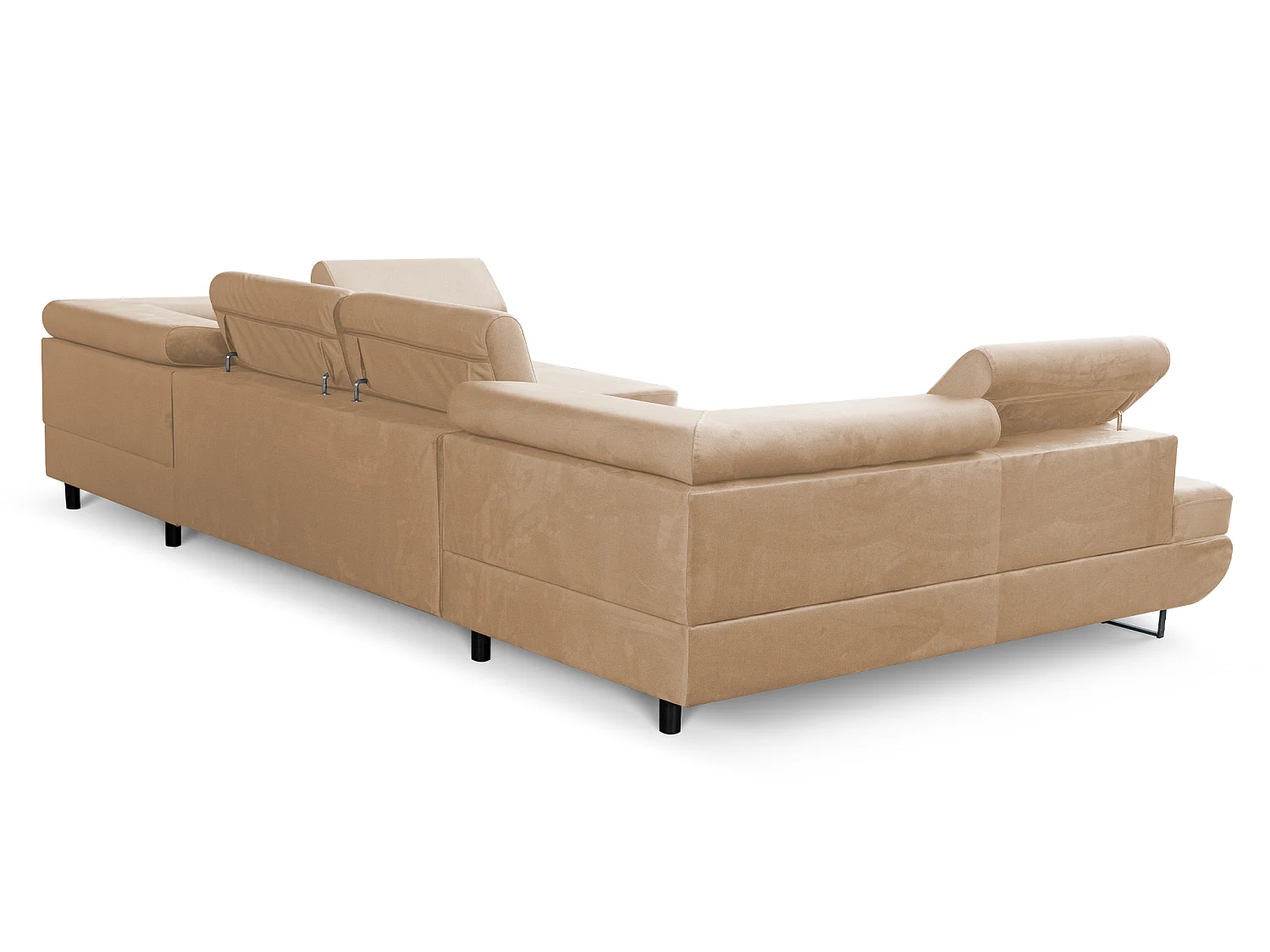 Canapé d'angle en U convertible 6 places velours beige MAGNUM U