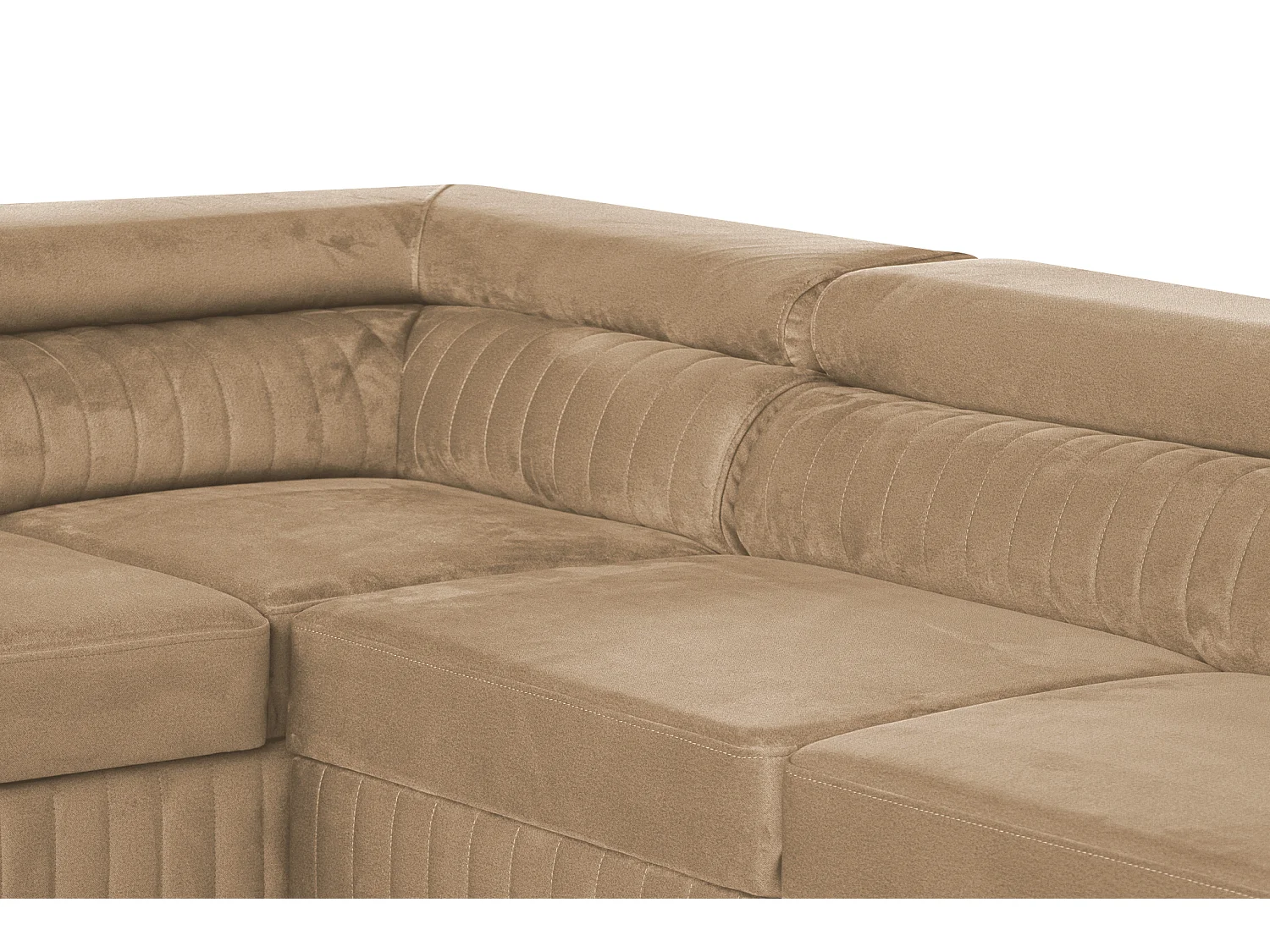 Canapé d'angle en U convertible 6 places velours beige MAGNUM U