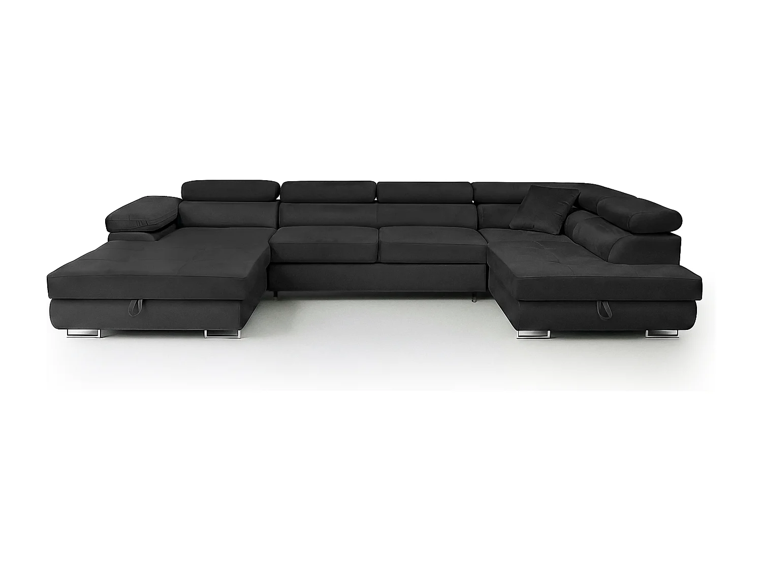 Wohnlandschaft Aller U Monolith XXL-Ecksofa mit Schlaffunktion und zwei Bettkästen in Dunkelgrau, rechte Seite