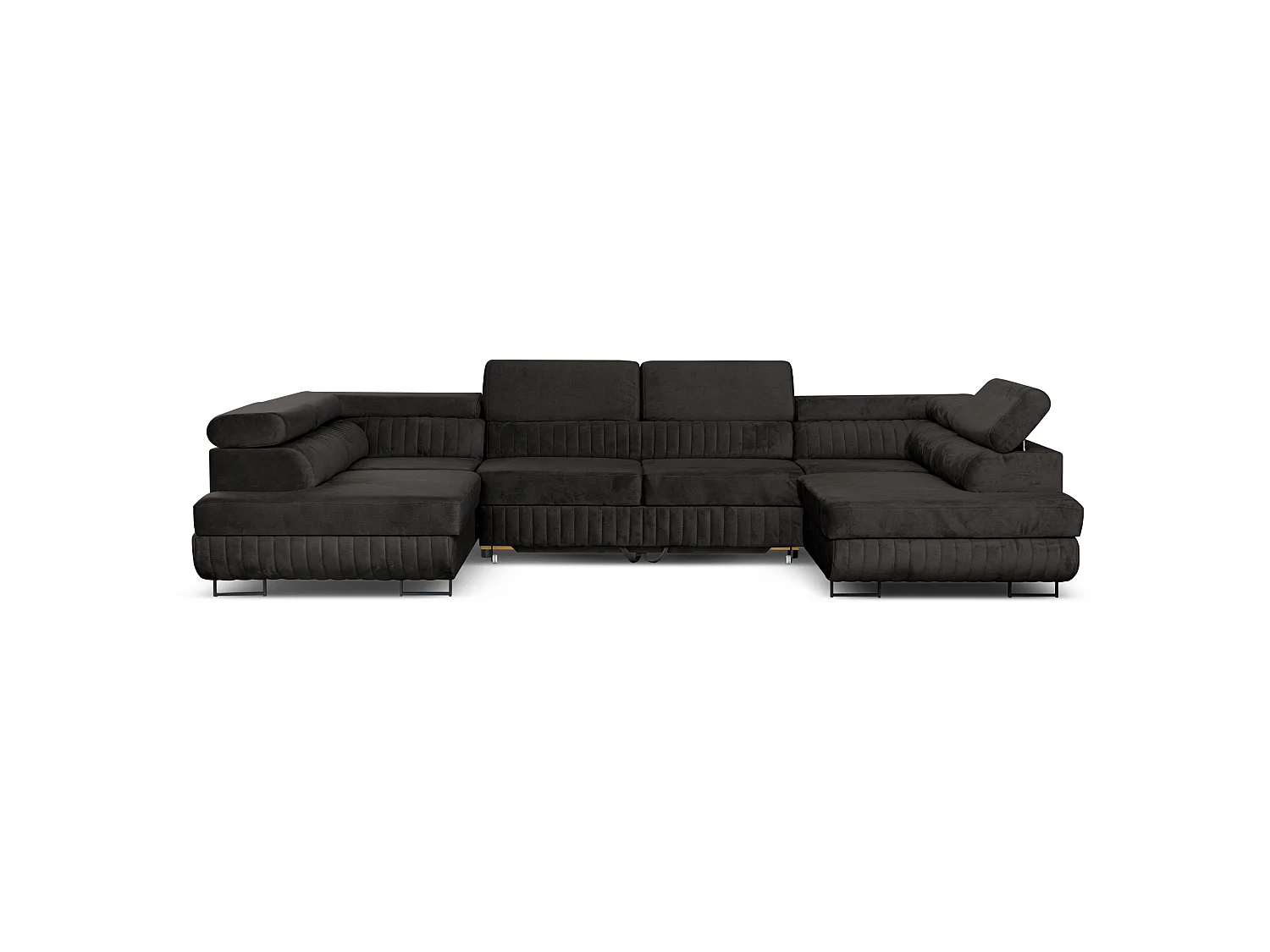 Canapé d'angle en U convertible 6 places velours anthracite MAGNUM U