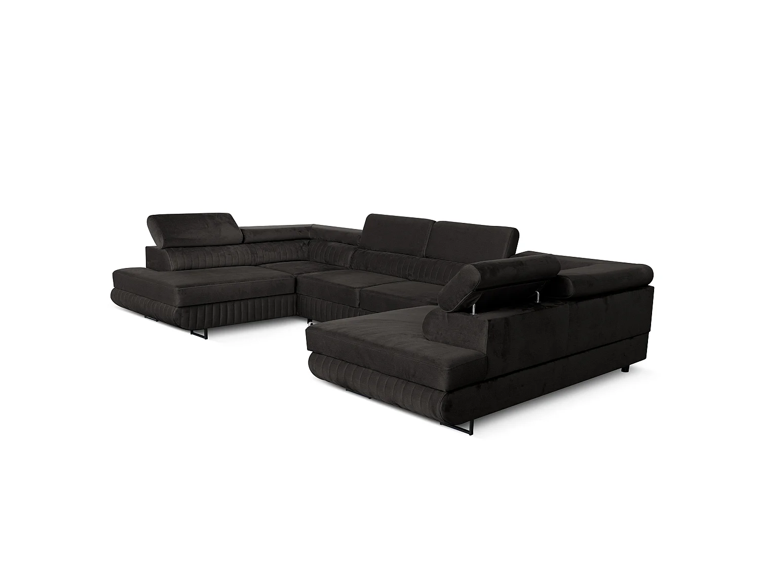 Canapé d'angle en U convertible 6 places velours anthracite MAGNUM U