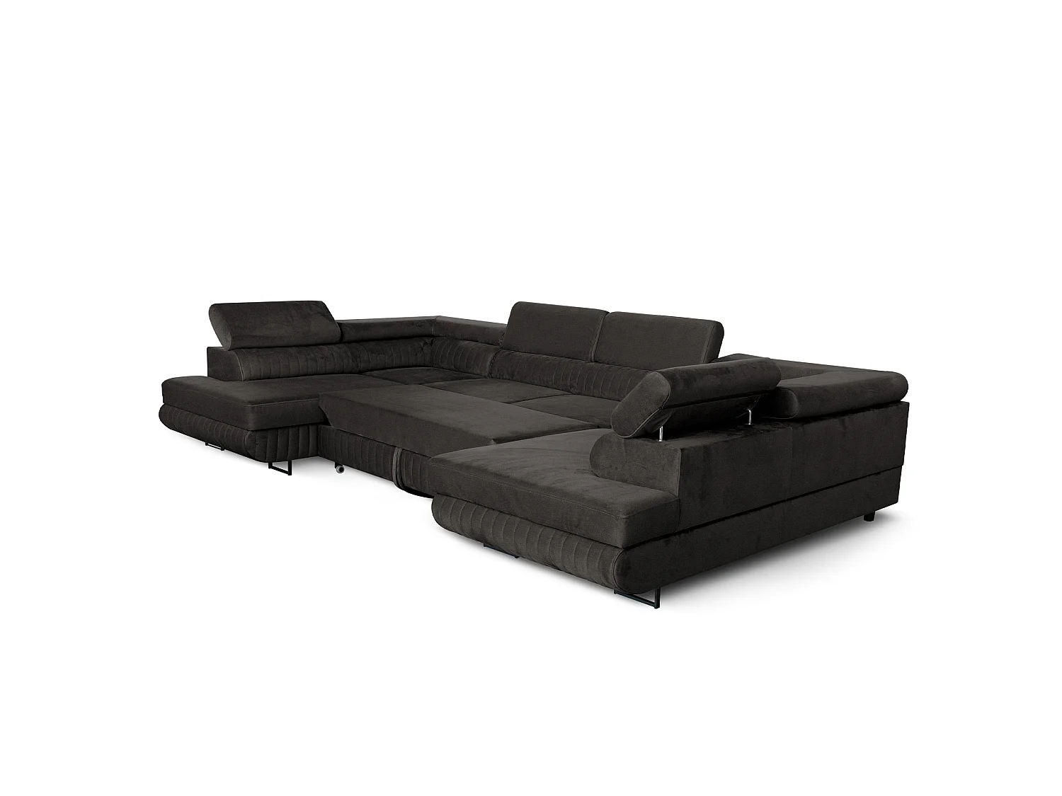 Canapé d'angle en U convertible 6 places velours anthracite MAGNUM U
