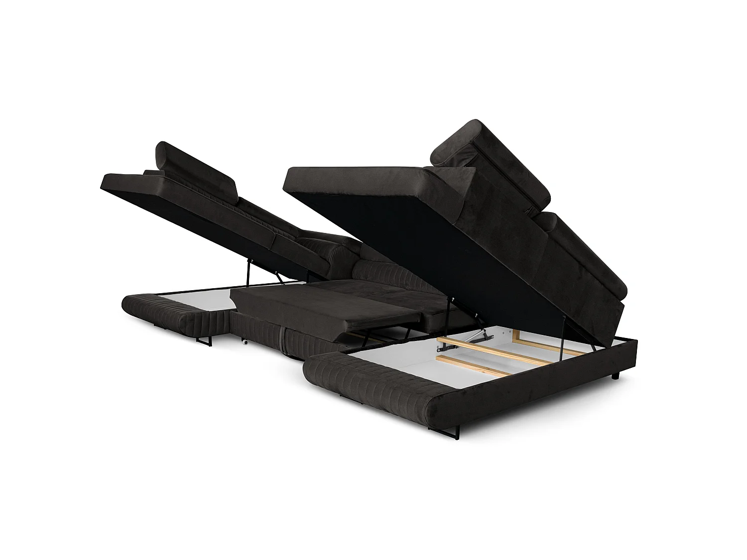 Canapé d'angle en U convertible 6 places velours anthracite MAGNUM U