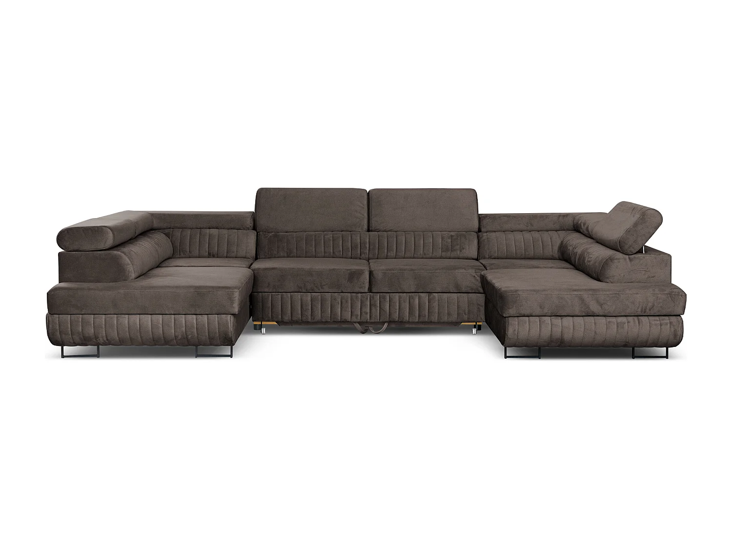 Große U-Form Schlafsofa mit Bettkasten & Agmamito Element Bezug, Dunkelbraun Magnum U Sofiland