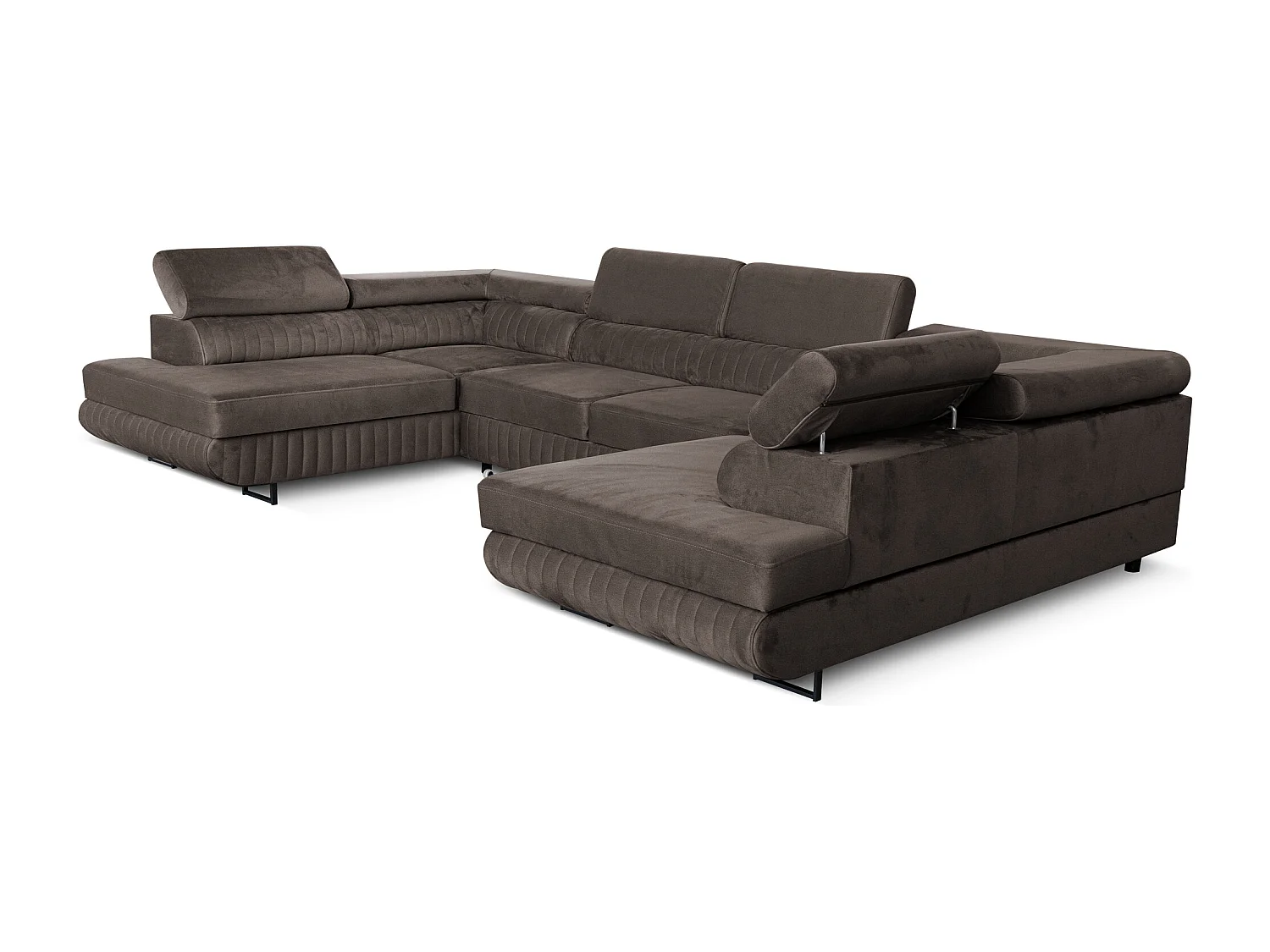 Große U-Form Schlafsofa mit Bettkasten & Agmamito Element Bezug, Dunkelbraun Magnum U Sofiland