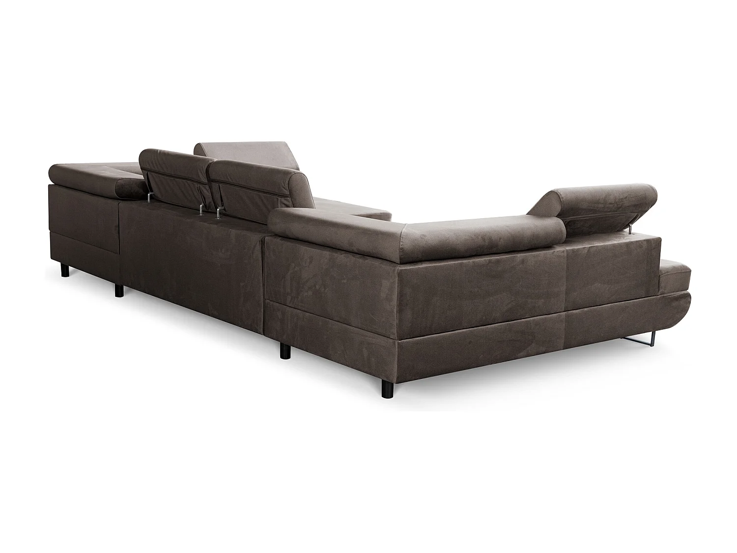Große U-Form Schlafsofa mit Bettkasten & Agmamito Element Bezug, Dunkelbraun Magnum U Sofiland