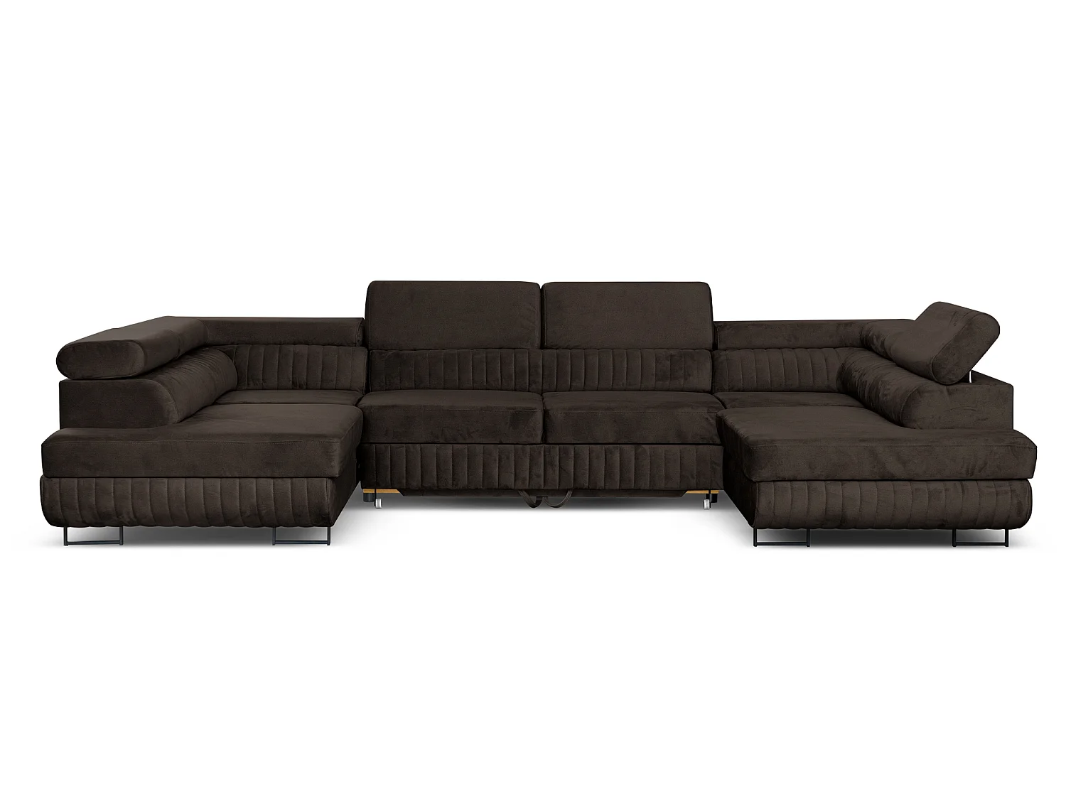 Canapé d'angle en U convertible 6 places velours chocolat MAGNUM U
