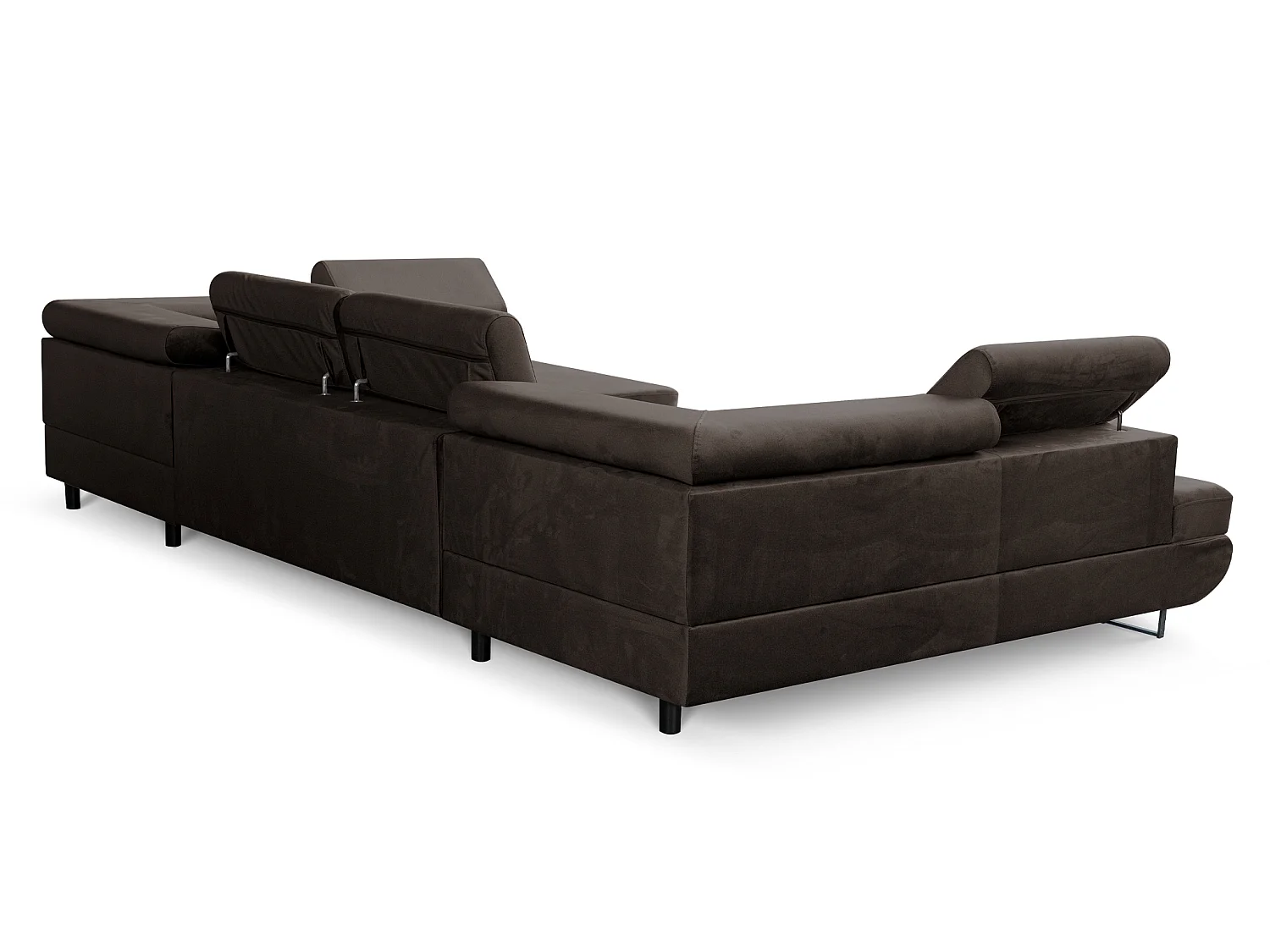 Canapé d'angle en U convertible 6 places velours chocolat MAGNUM U