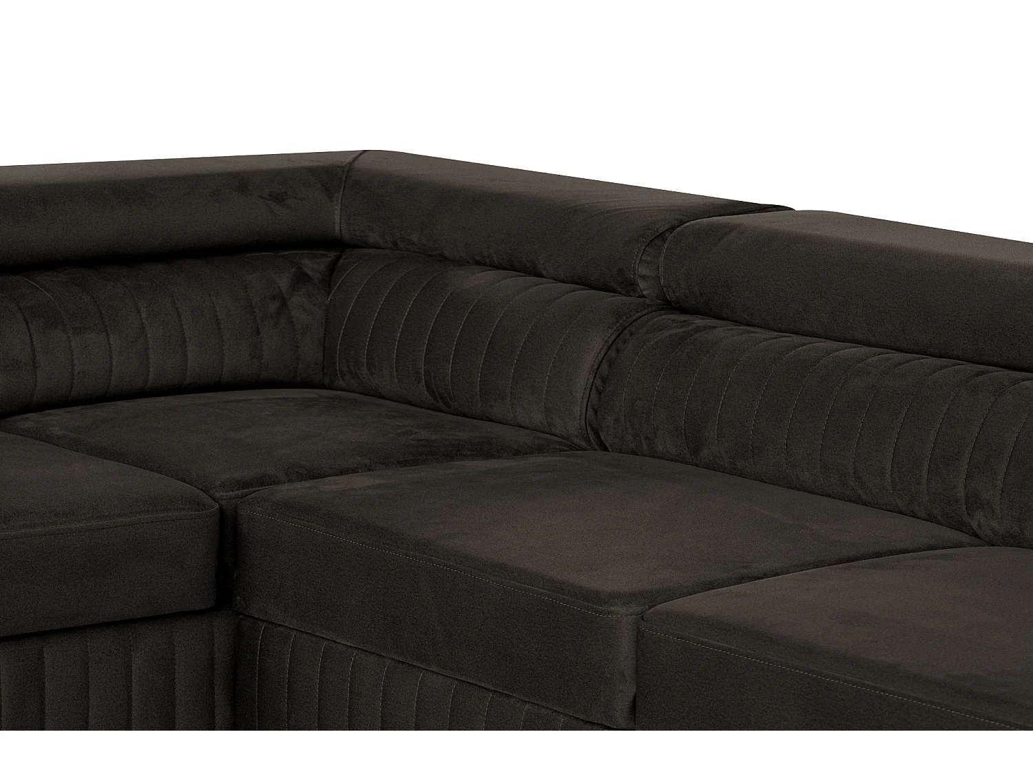 Canapé d'angle en U convertible 6 places velours chocolat MAGNUM U