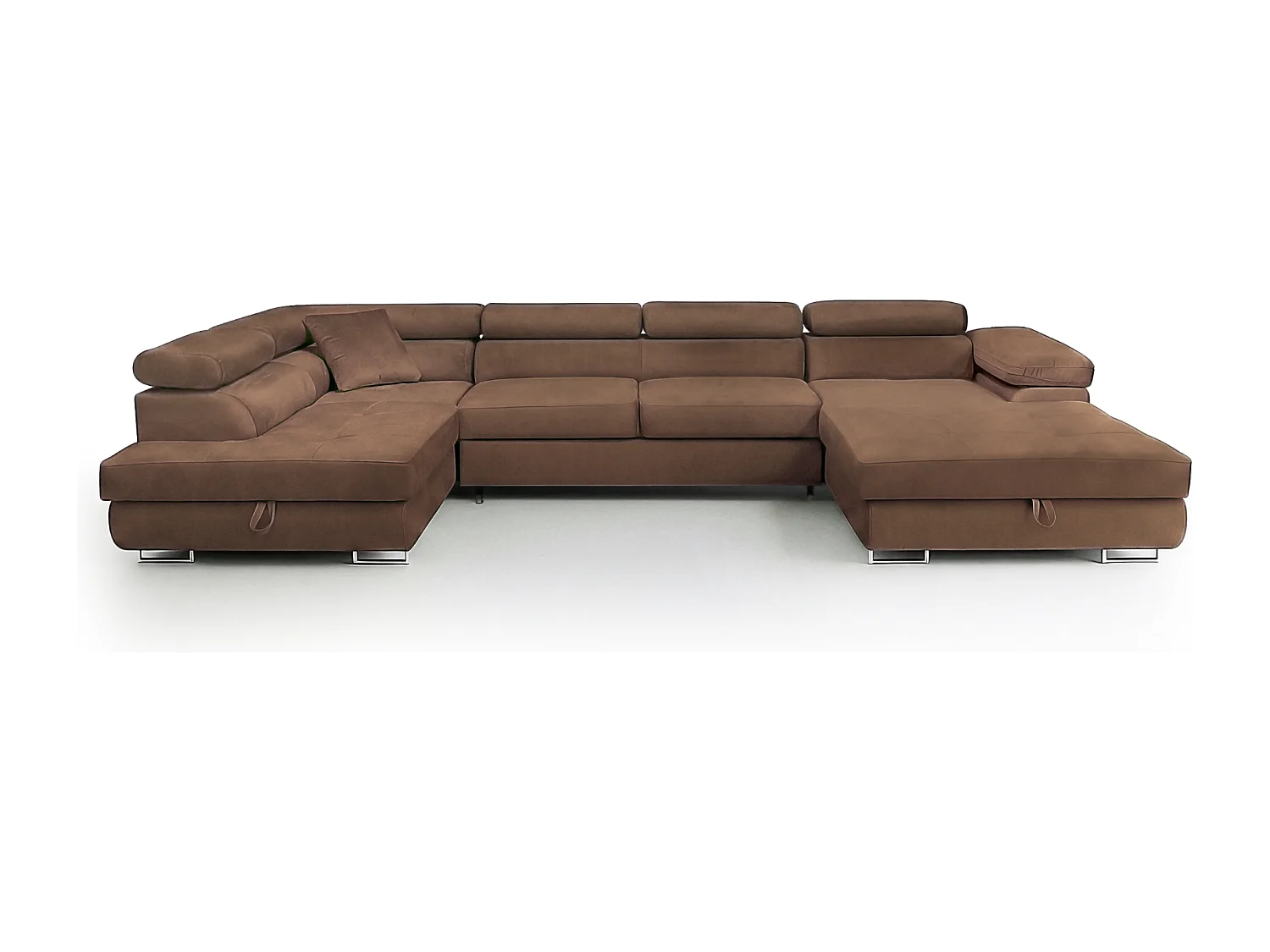 Wohnlandschaft Aller U Monolith XXL-Ecksofa mit Schlaffunktion und zwei Bettkasten in Hellbraun, linke Seite