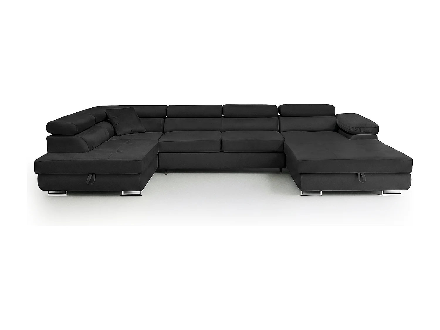 Wohnlandschaft Aller U Monolith XXL-Ecksofa mit Schlaffunktion und zwei Bettkästen in Dunkelgrau, linke Seite