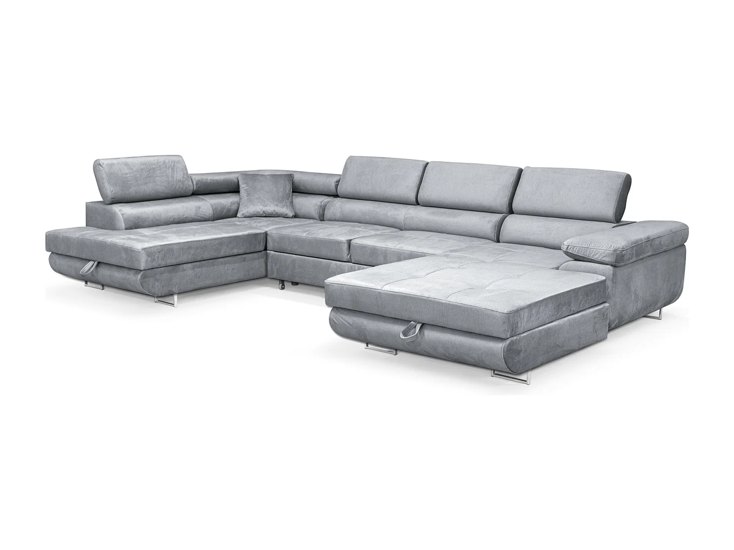 Sofiland Aller XXL U-Form Ecksofa links mit Schlaffunktion, Couchgarnitur mit 2 Bettkästen, Wohnzimmersofa Hellgrau MONOLITH 84, Sofa, Bettsofa, Couch
