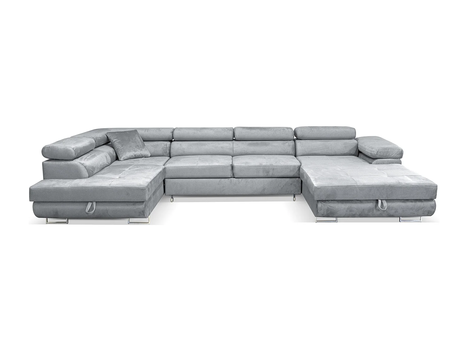 Sofiland Aller XXL U-Form Ecksofa links mit Schlaffunktion, Couchgarnitur mit 2 Bettkästen, Wohnzimmersofa Hellgrau MONOLITH 84, Sofa, Bettsofa, Couch