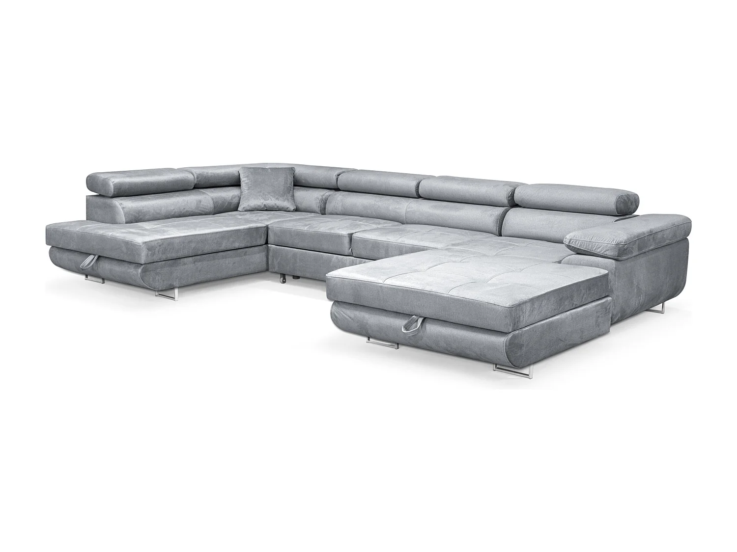 Sofiland Aller XXL U-Form Ecksofa links mit Schlaffunktion, Couchgarnitur mit 2 Bettkästen, Wohnzimmersofa Hellgrau MONOLITH 84, Sofa, Bettsofa, Couch