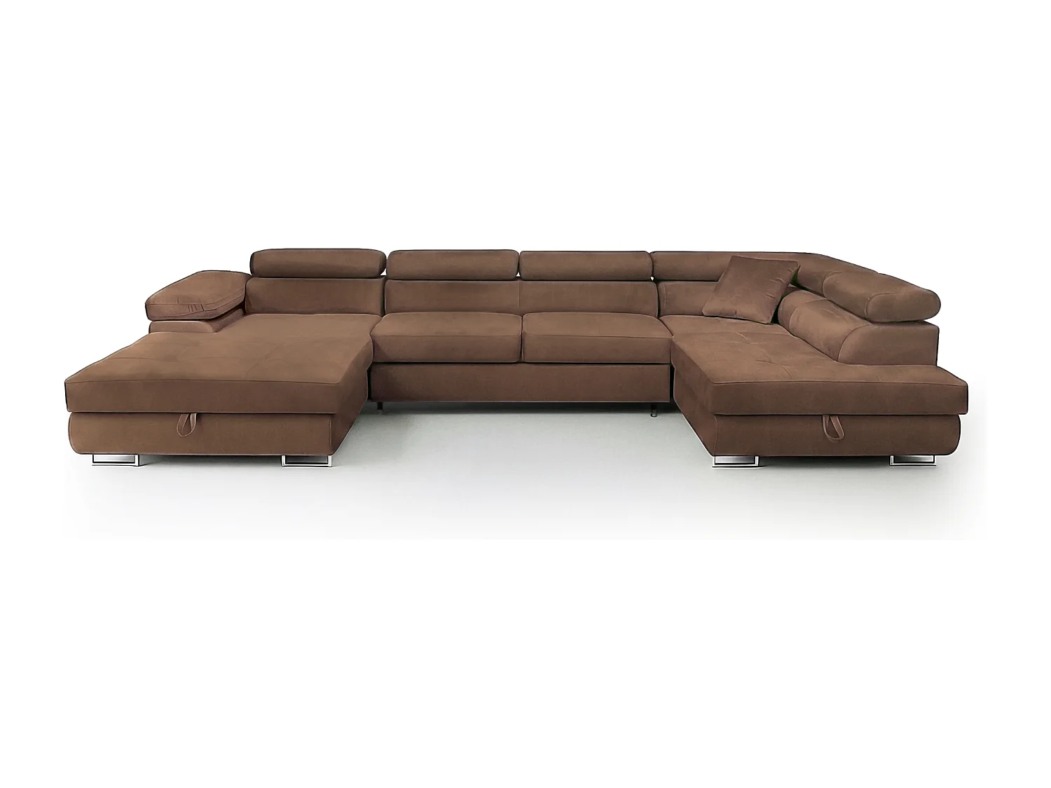 Wohnlandschaft Aller U Monolith XXL-Ecksofa mit Schlaffunktion und zwei Bettkästen in Hellbraun, rechte Seite