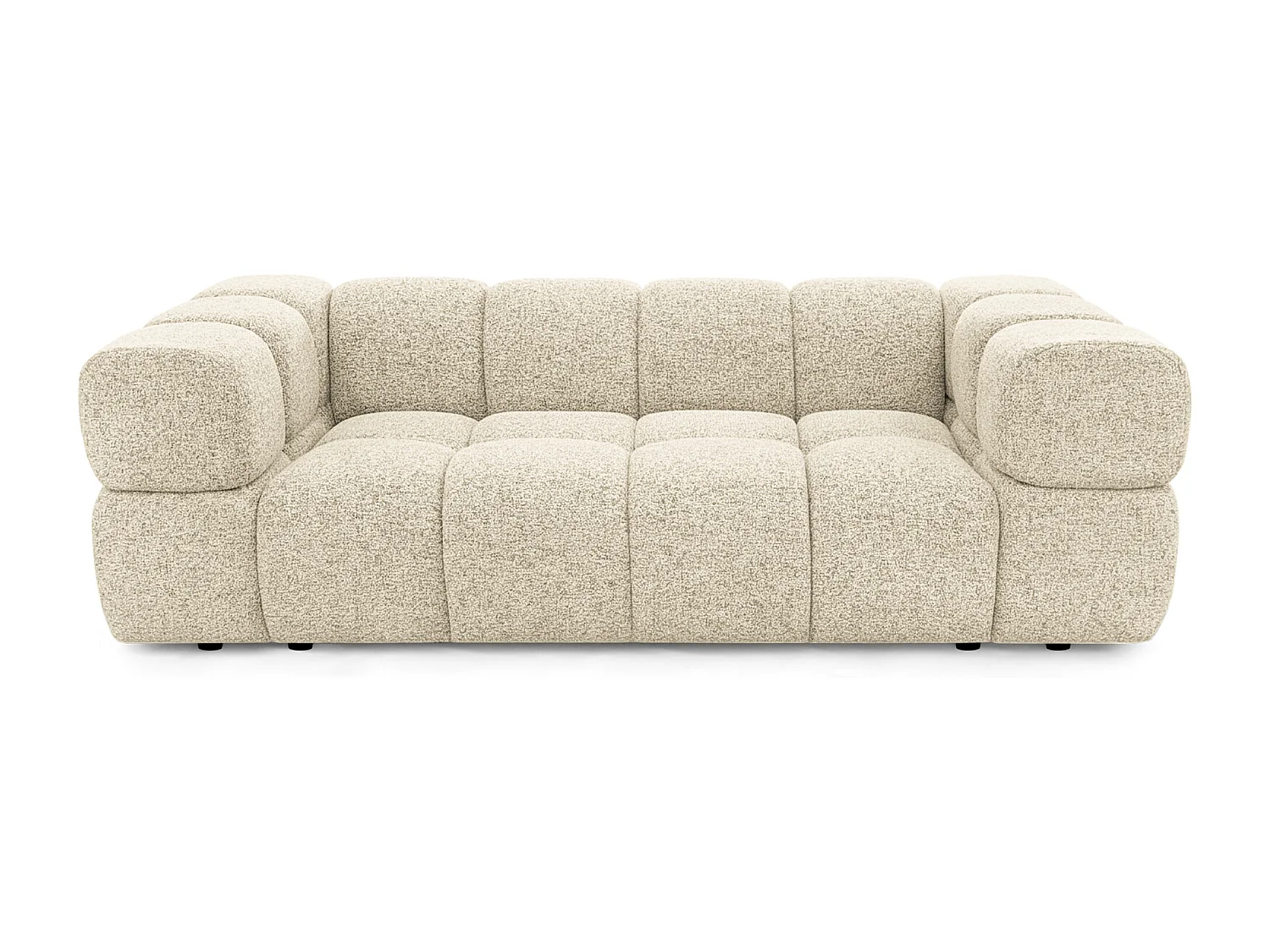 Design-Sofa 3-Sitzer TONDO PUENTE 03 – Strukturstoff in Bouclé-Optik – Wellenförmiges Design – Creme